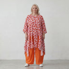 Damen Shirt Lagenlook Baumwolle Rose/Rot, A-Form, Volant, Oversize große Größen – AKH Fashion