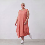 Damen Kleid Lagenlook Viskose Rosa, Ballonschnitt, ärmellos, Oversize große Größen – AKH Fashion