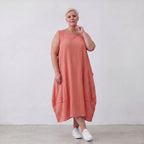 Damen Kleid Lagenlook Viskose Rosa, Ballonschnitt, ärmellos, Oversize große Größen – AKH Fashion