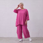 Damen Shirt Lagenlook Viskose Fuchsia, A-Linie, Seitentaschen, Oversize große Größen – AKH Fashion