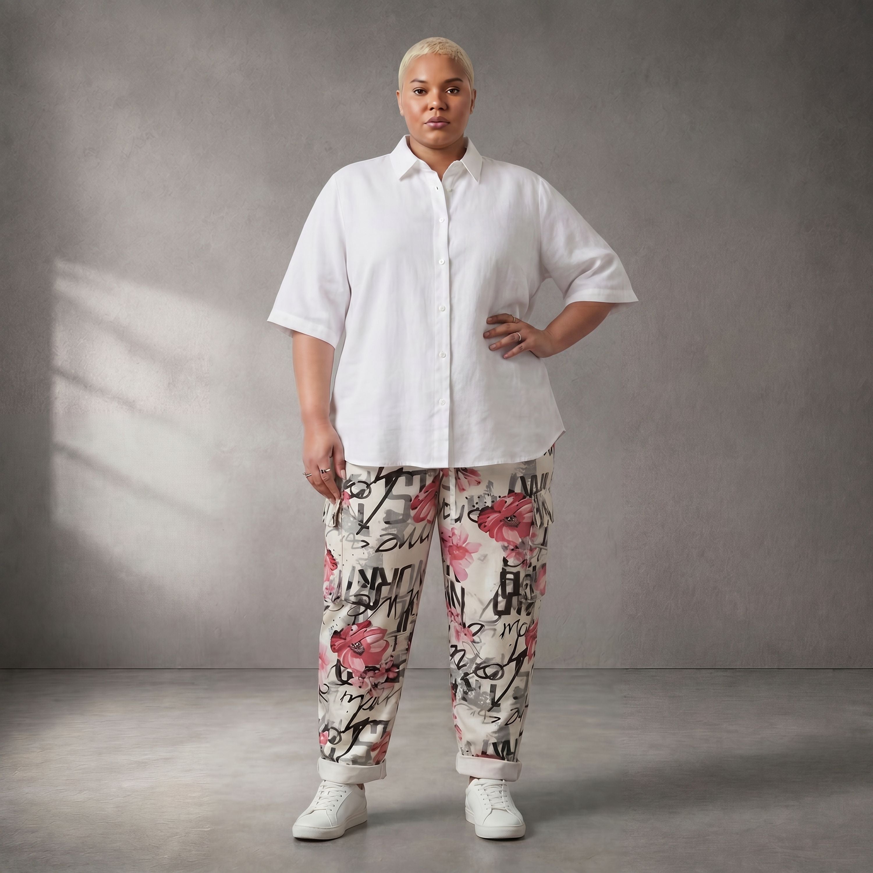 Mehrfarbig fliessende Karottenhose im Lagenlook weich elastisch leger zeitlos sehr modern