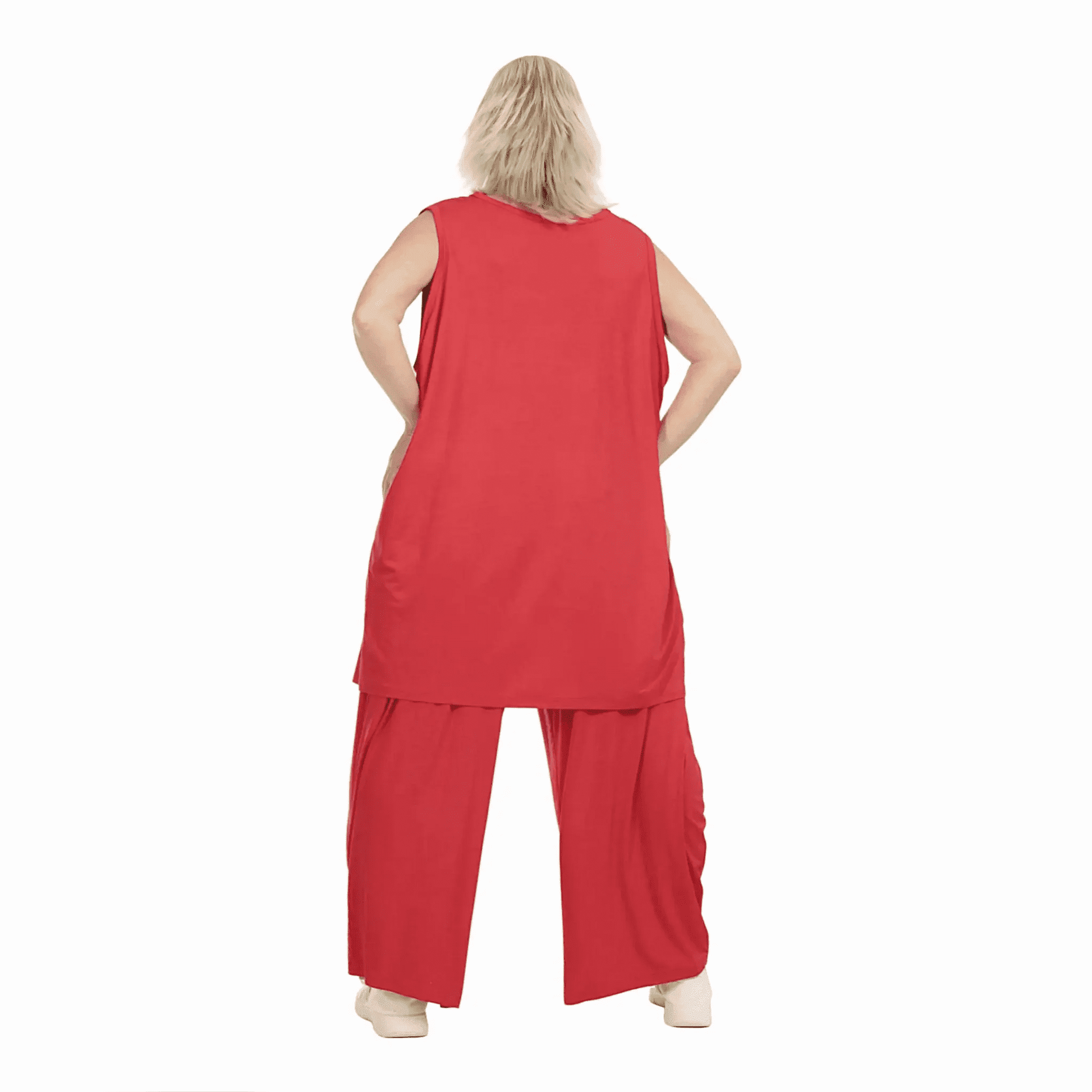  Elegantes ärmelloses Top aus hochwertigem Viskose-Jersey in zeitlosem Rot für deinen Lagenlook