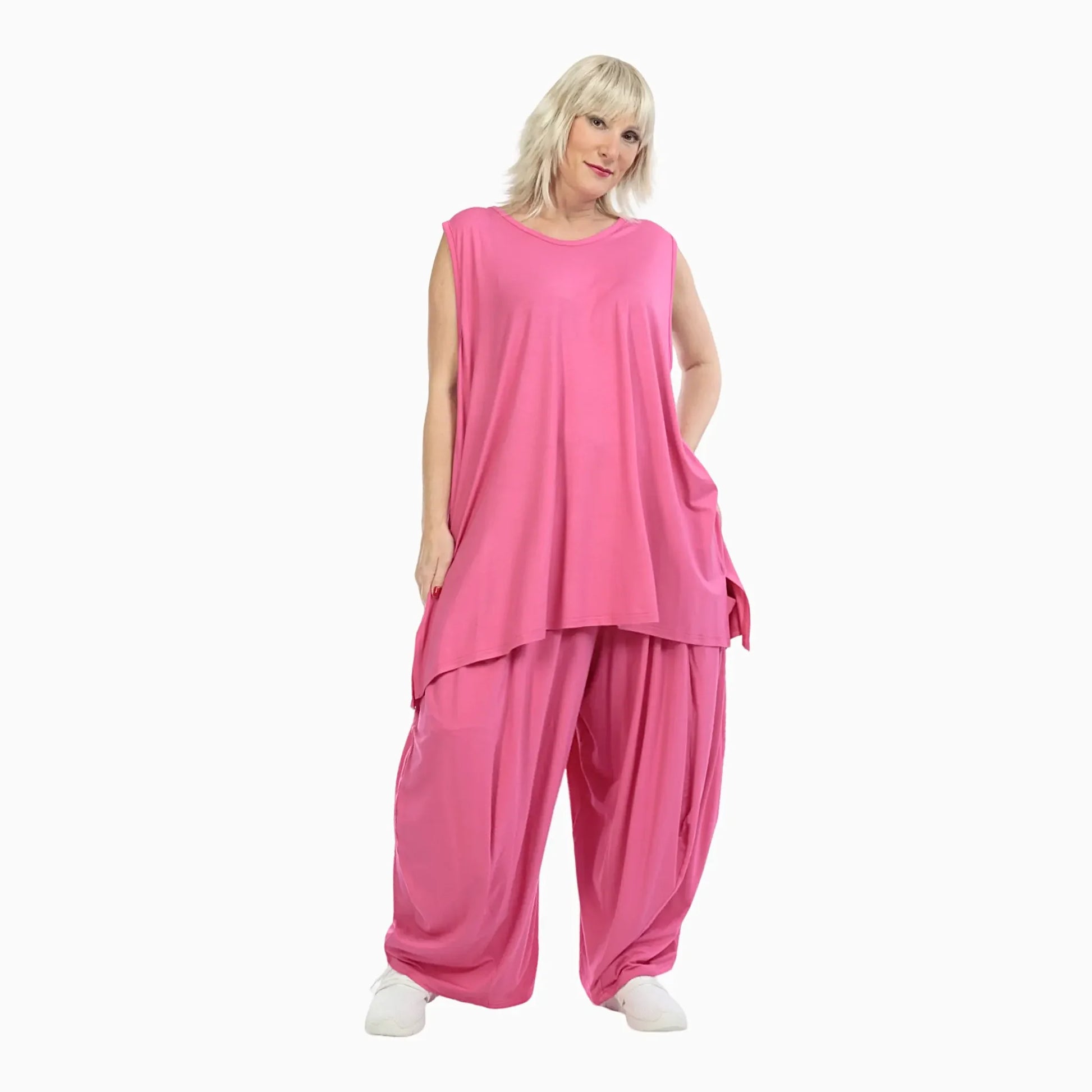  Ballonhose in Fuchsia – elegantes Oversized-Design aus hochwertiger Viskose für Plus Size-Stile