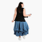  Ballonrock von AKH Fashion aus Viskose, 1284.07559, Schwarz-Azurblau, Schick, Modern