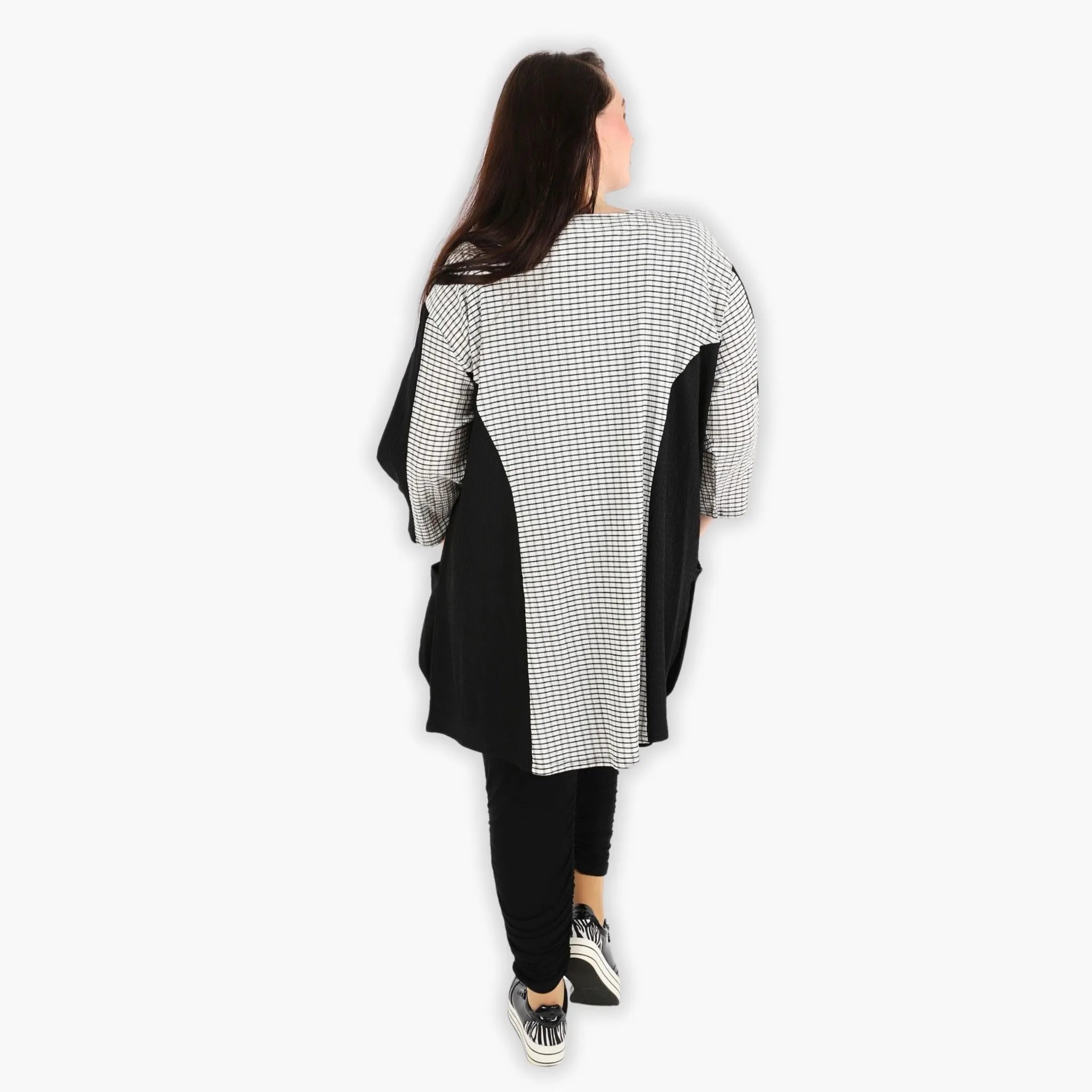  AKH Fashion Jacke in gerundeter Form, aus Viskose, 1288.06933, Schwarz-Weiß, Kariert
