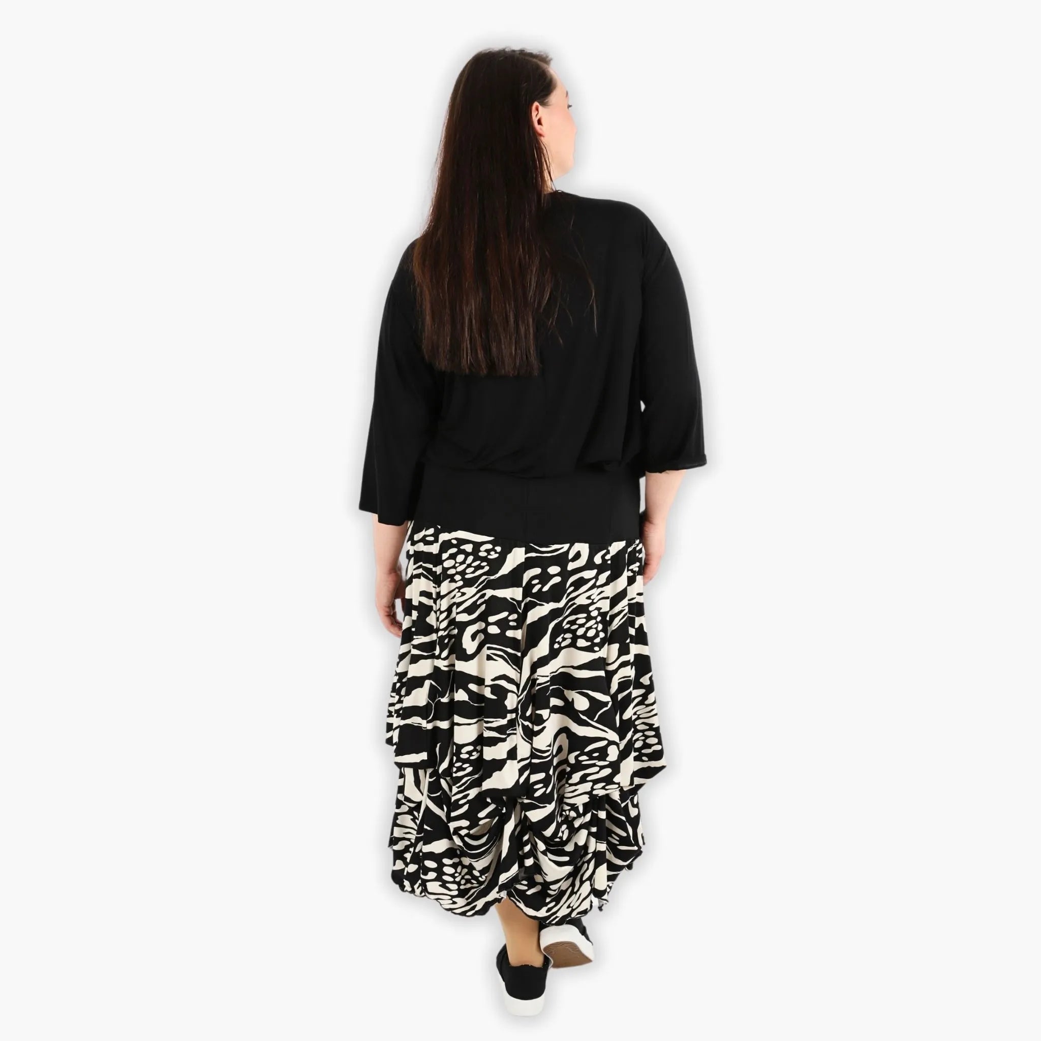  Ballonrock von AKH Fashion aus Viskose, 1290.07559, Schwarz-Ecru, Abstrakt, Schick