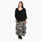  Ballonrock von AKH Fashion aus Viskose, 1290.07559, Schwarz-Ecru, Abstrakt, Schick
