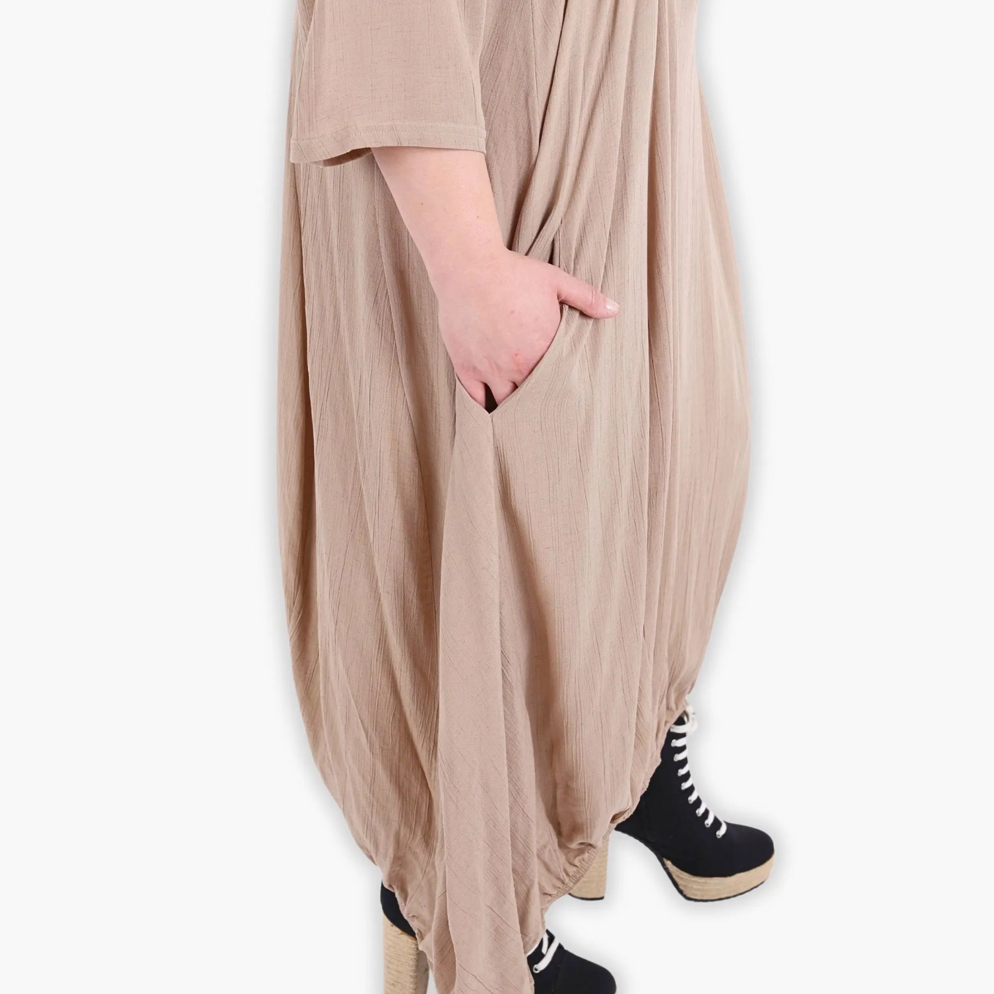  Ballonkleid von AKH Fashion aus Viskose, 1295.06736, Beige, Schick, Modern, Bequem