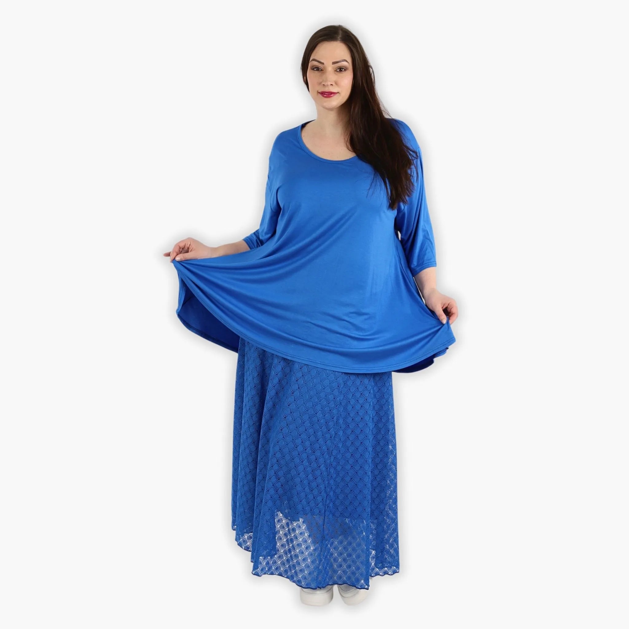  AKH Fashion Rock in gerundeter Form, aus Viskose, 1297.00136, Royalblau, Netz, Schick