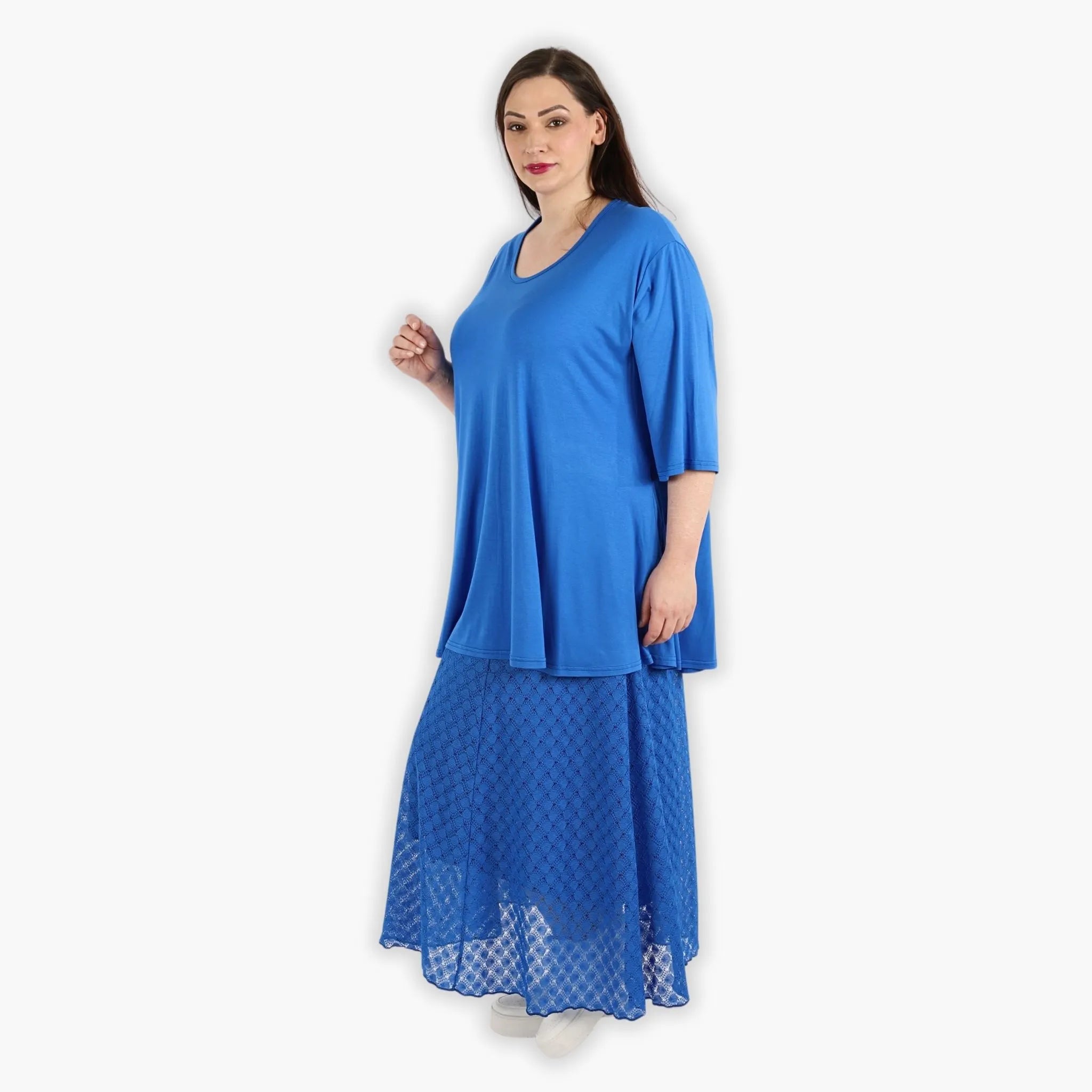  AKH Fashion Rock in gerundeter Form, aus Viskose, 1297.00136, Royalblau, Netz, Schick