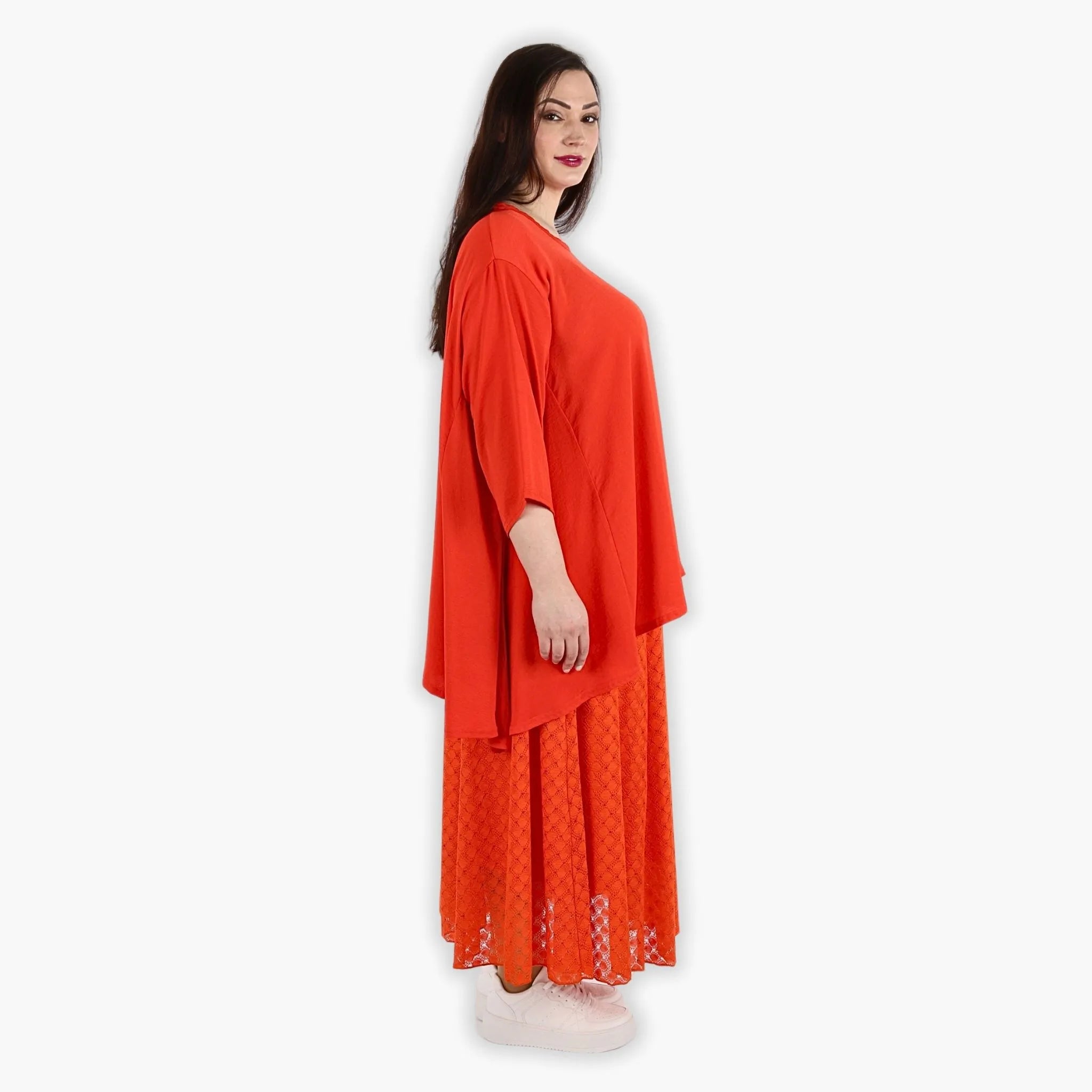 AKH Fashion Rock in gerundeter Form, aus Viskose, 1297.00136, Orange, Netz, Schick