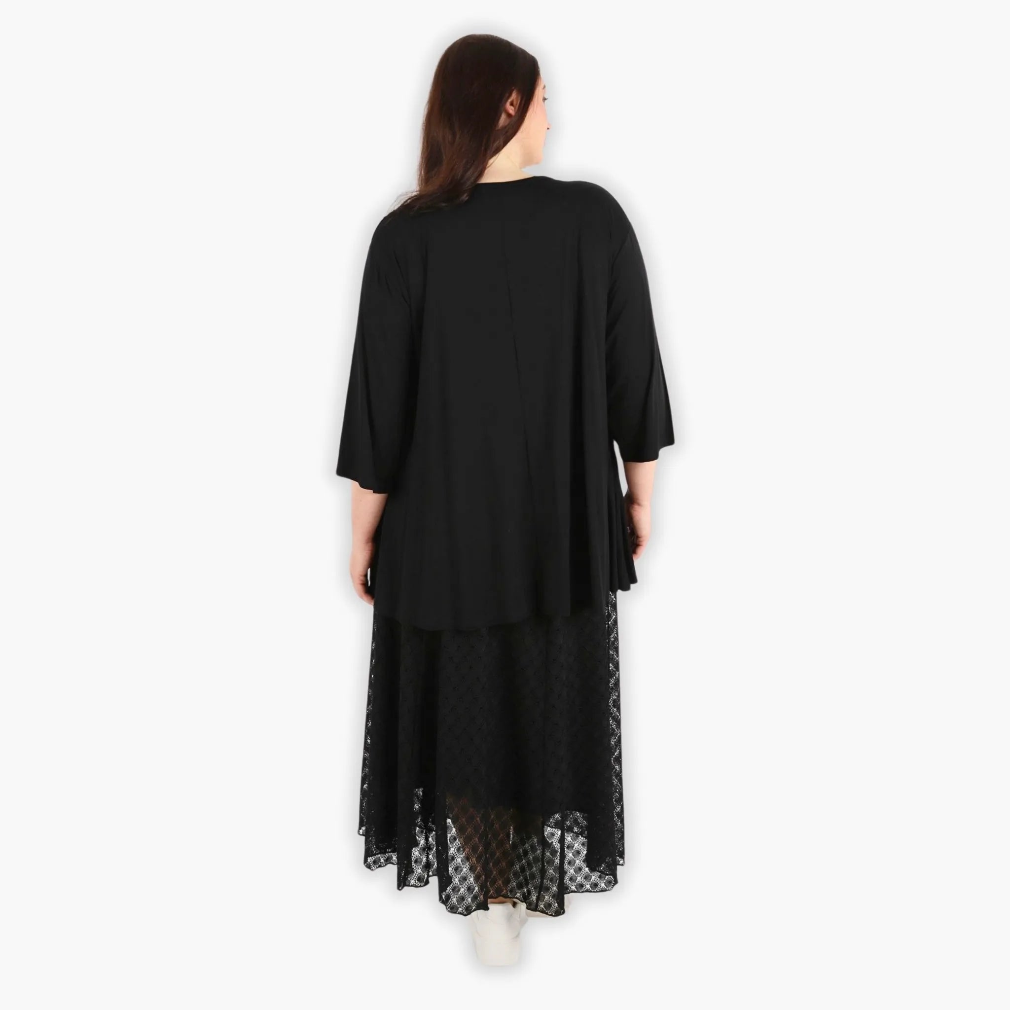  AKH Fashion Rock in gerundeter Form, aus Viskose, 1297.00136, Schwarz, Netz, Schick