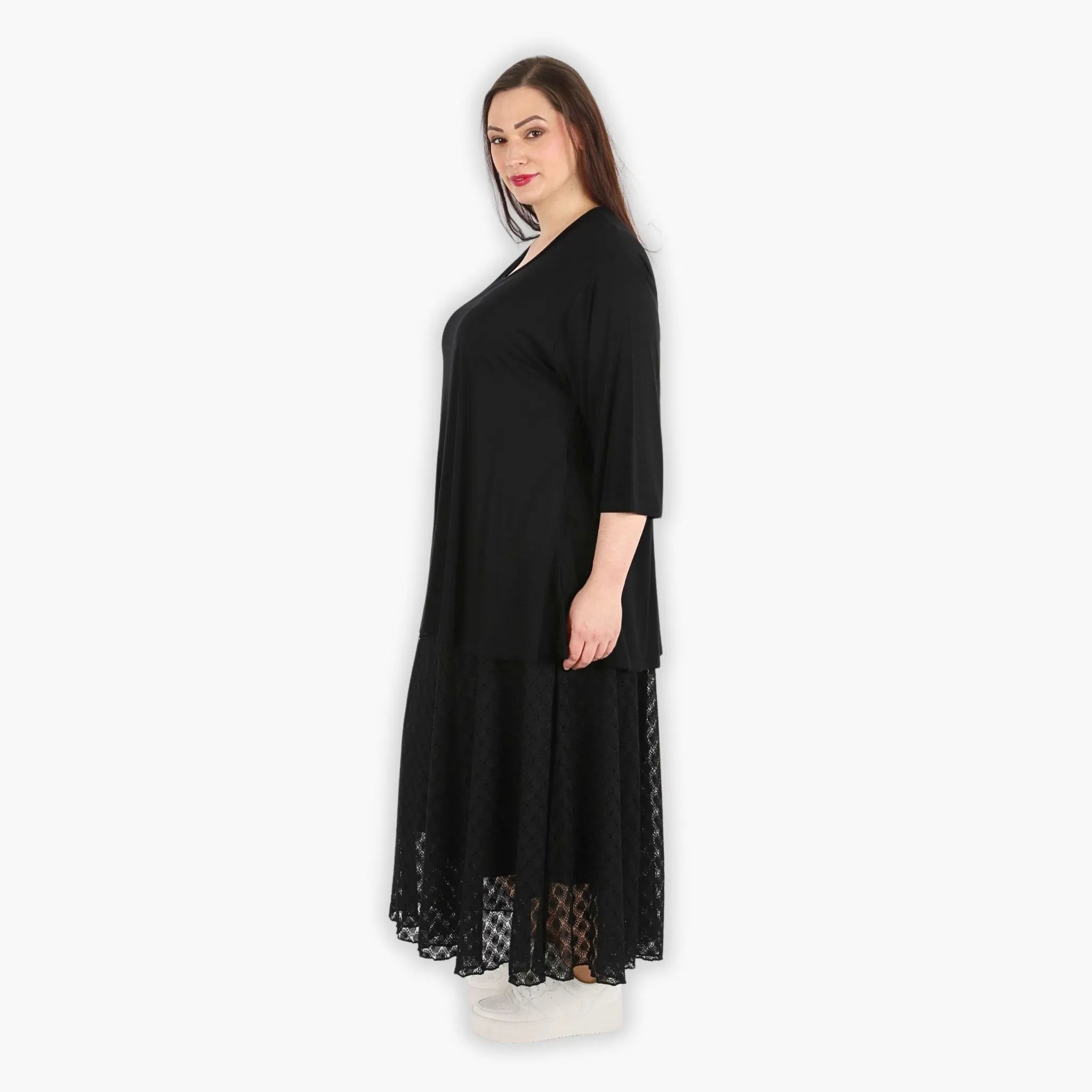  AKH Fashion Rock in gerundeter Form, aus Viskose, 1297.00136, Schwarz, Netz, Schick