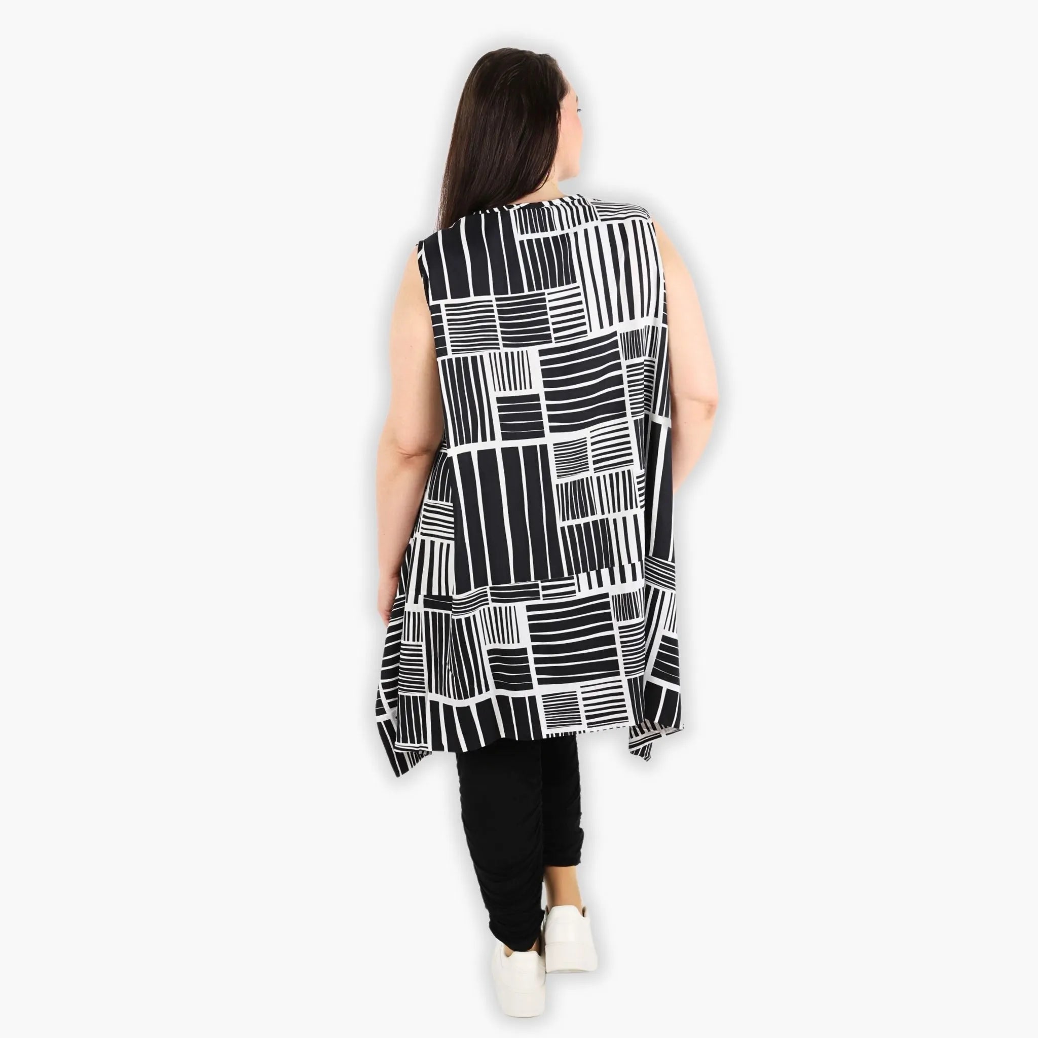  A-Form Tunika von AKH Fashion aus Viskose, 1298.03051, Schwarz-Weiß, Schick, Modern