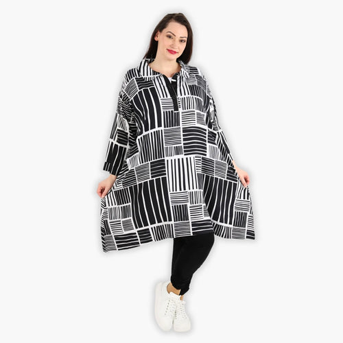  A-Form Bluse von AKH Fashion aus Viskose, 1298.06906, Schwarz-Weiß, Schick, Modern, Bequem