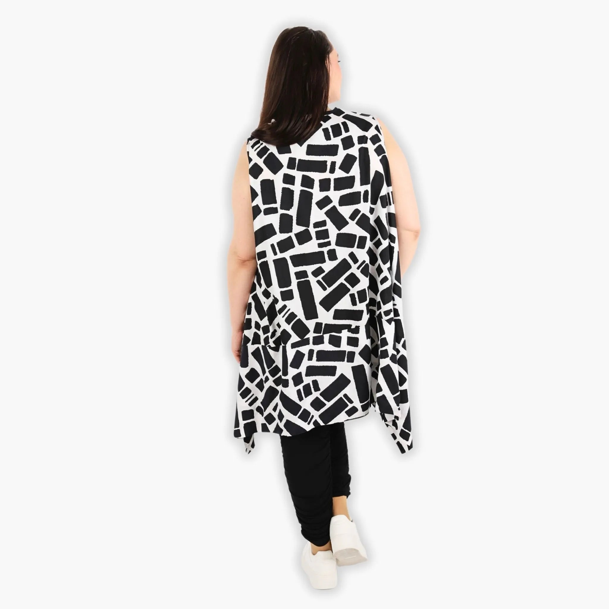  A-Form Tunika von AKH Fashion aus Viskose, 1299.03051, Schwarz-Weiß, Schick, Modern