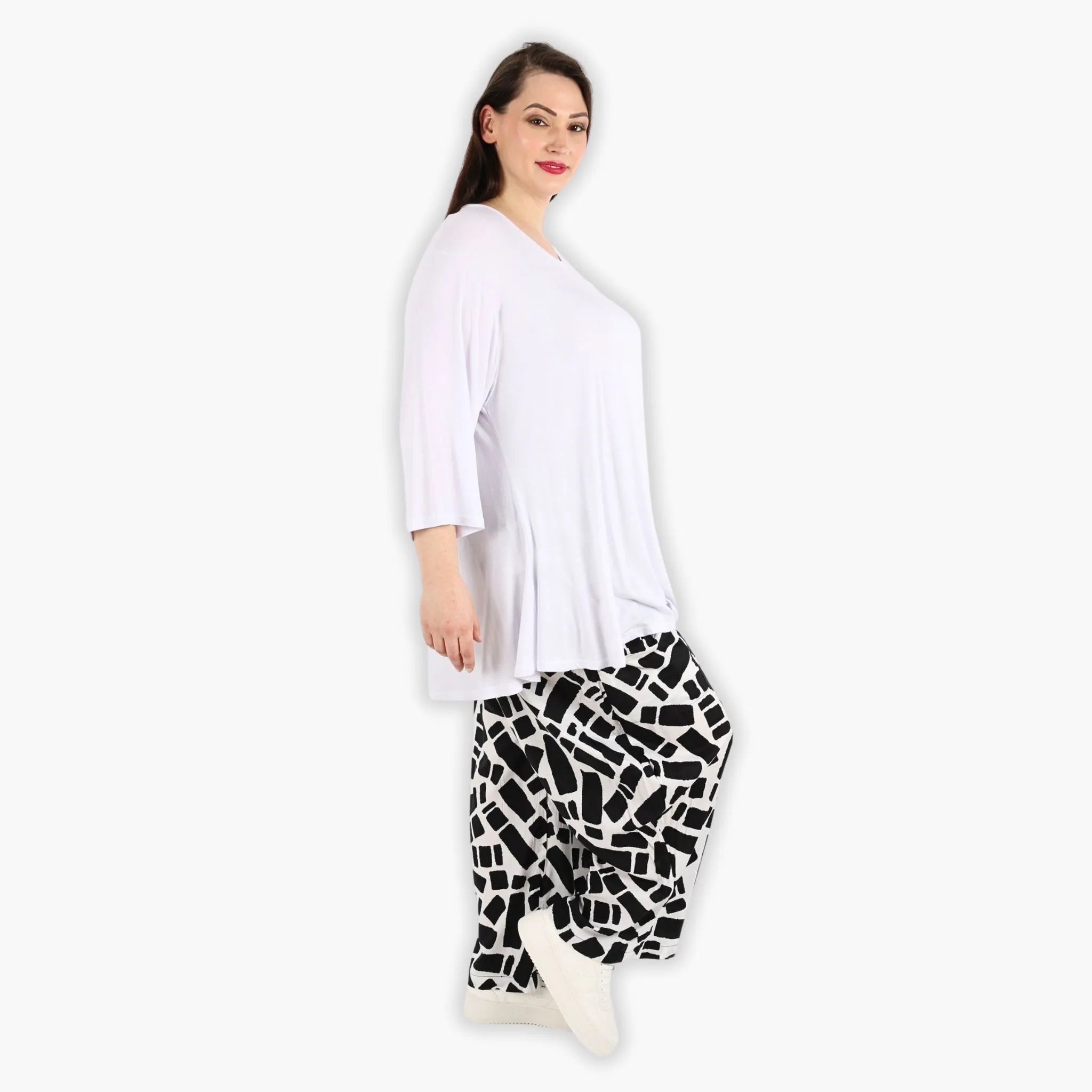  Ballonhose von AKH Fashion aus Viskose, 1299.08069, Schwarz-Weiß, Schick, Modern, Bequem