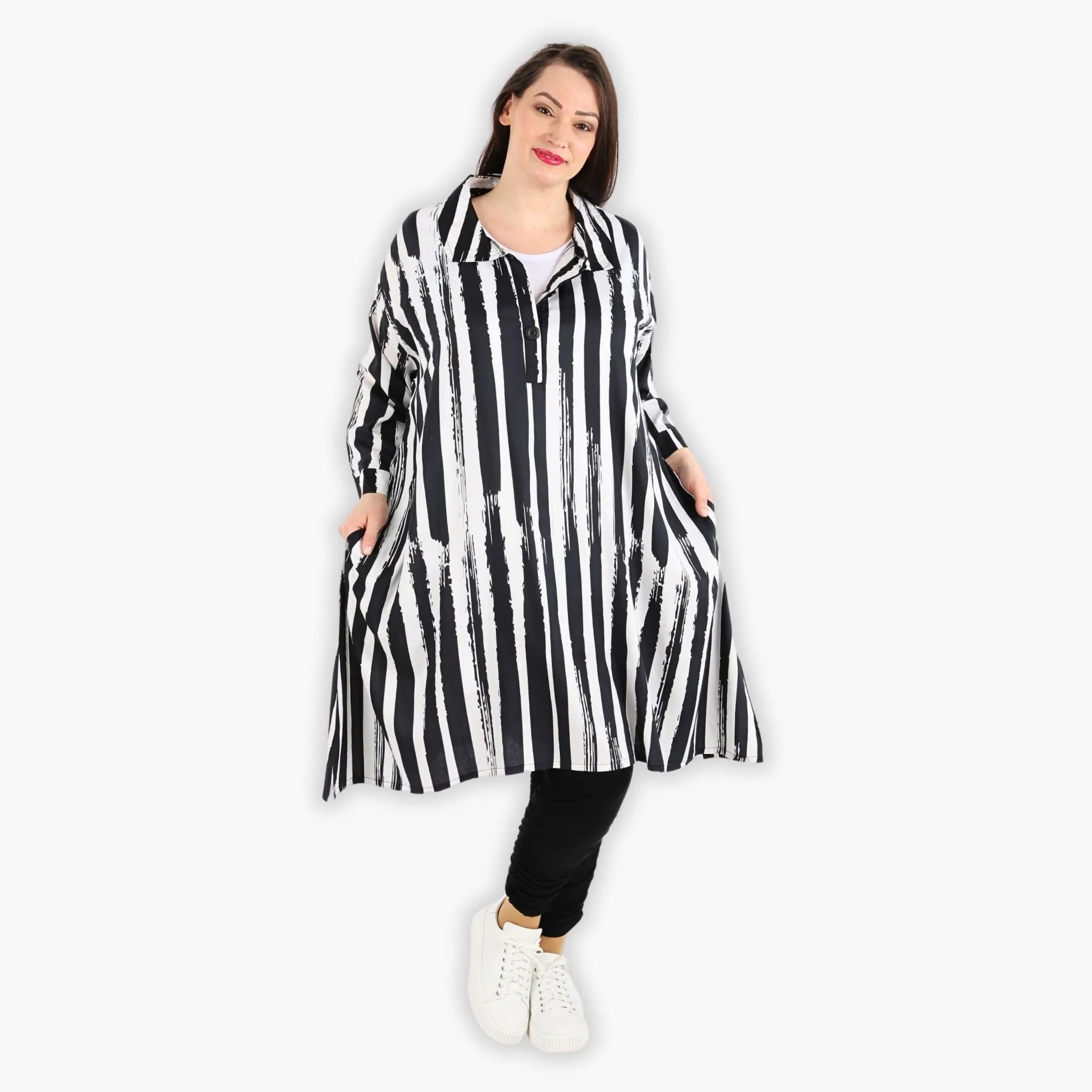  A-Form Bluse von AKH Fashion aus Viskose, 1300.06906, Schwarz-Weiß, Schick, Modern, Bequem