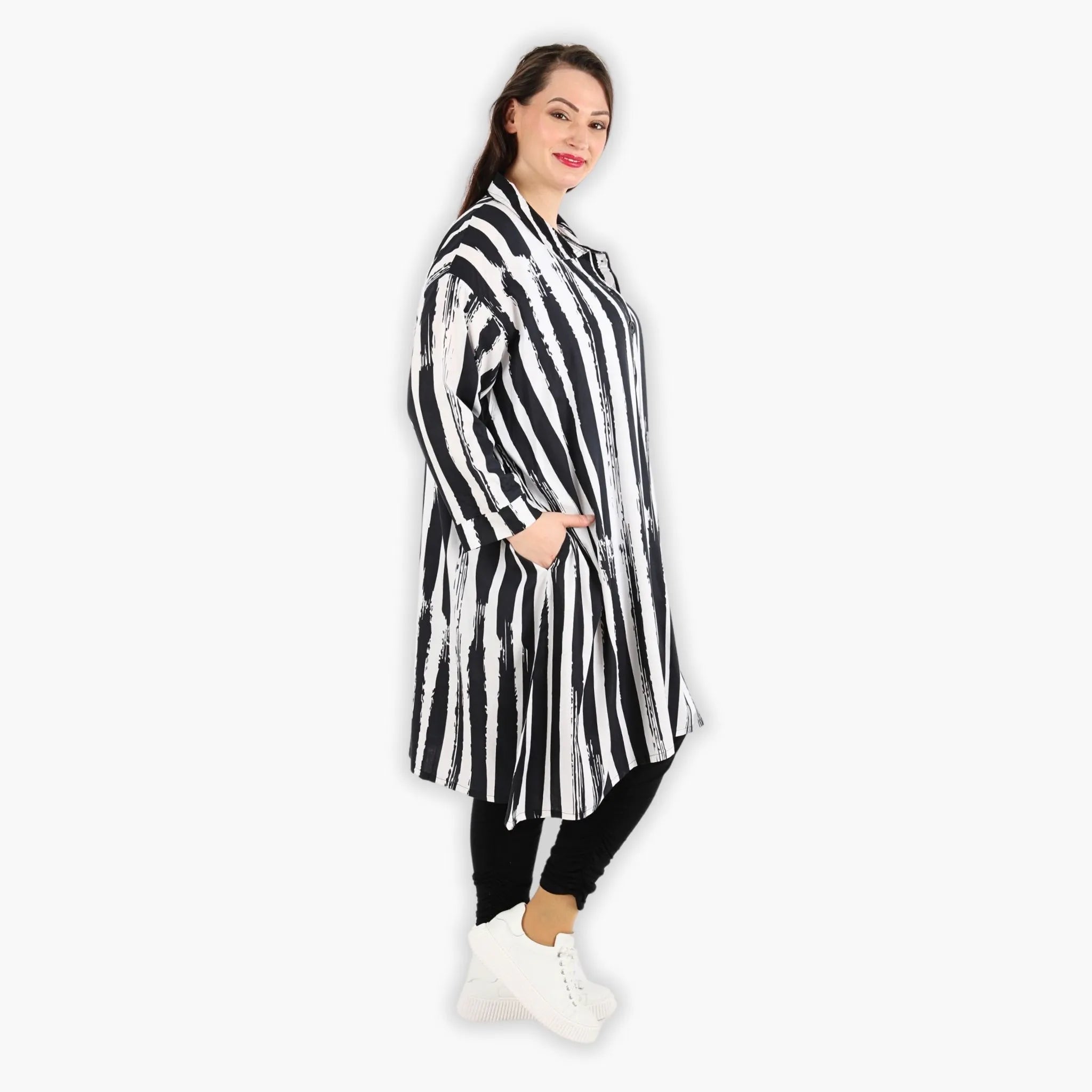  A-Form Bluse von AKH Fashion aus Viskose, 1300.06906, Schwarz-Weiß, Schick, Modern, Bequem