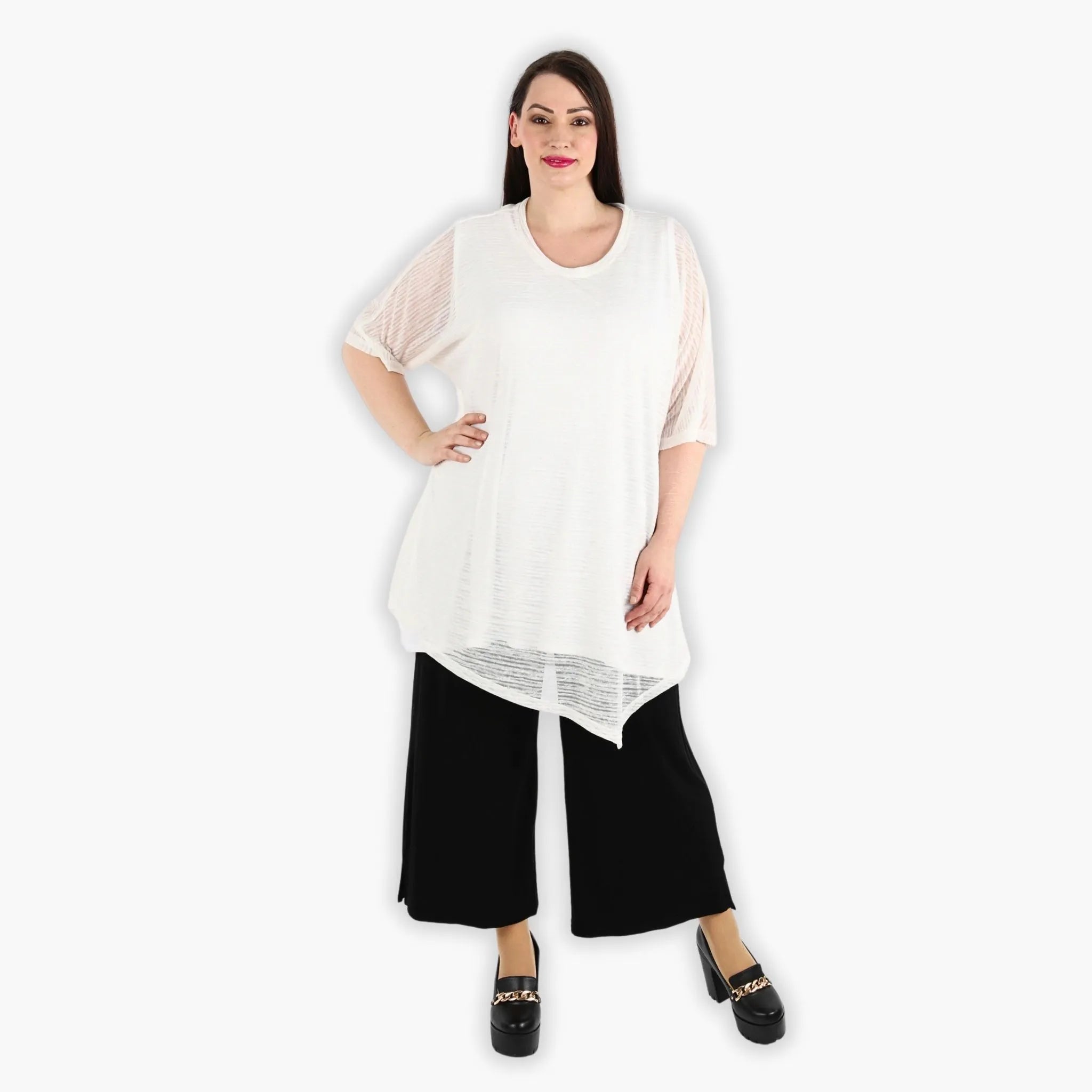  Bigshirt von AKH Fashion aus Viskose in gerundeter Form, 1302.02151, Creme, Schick, Modern