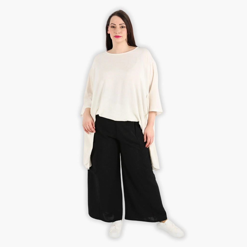 Hose von AKH Fashion aus Materialmix in gerader Form, ausgefallene Lagenlook Mode