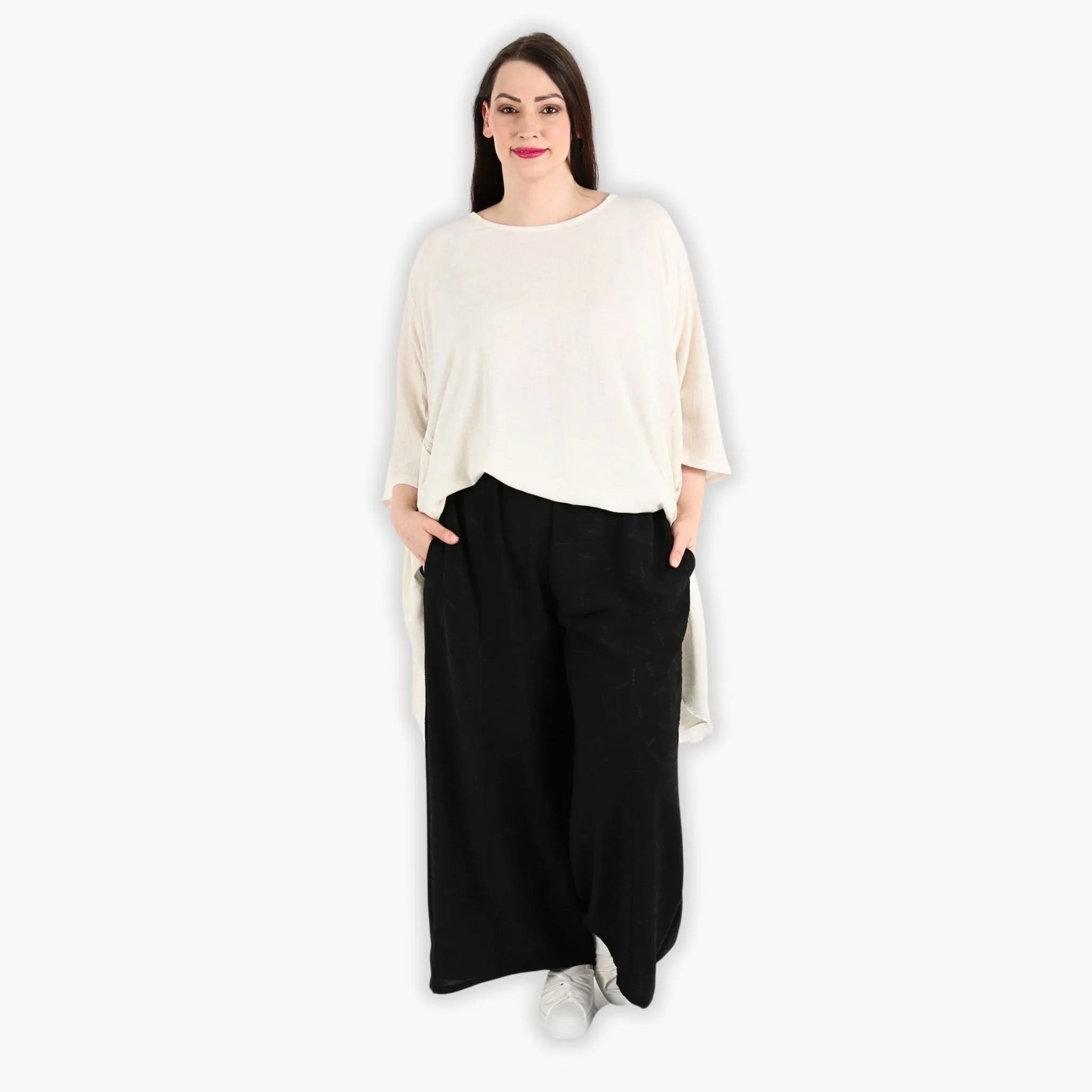  AKH Fashion Hose in gerader Form, aus Materialmix, 1303.06927, Schwarz, Streifen, Schick