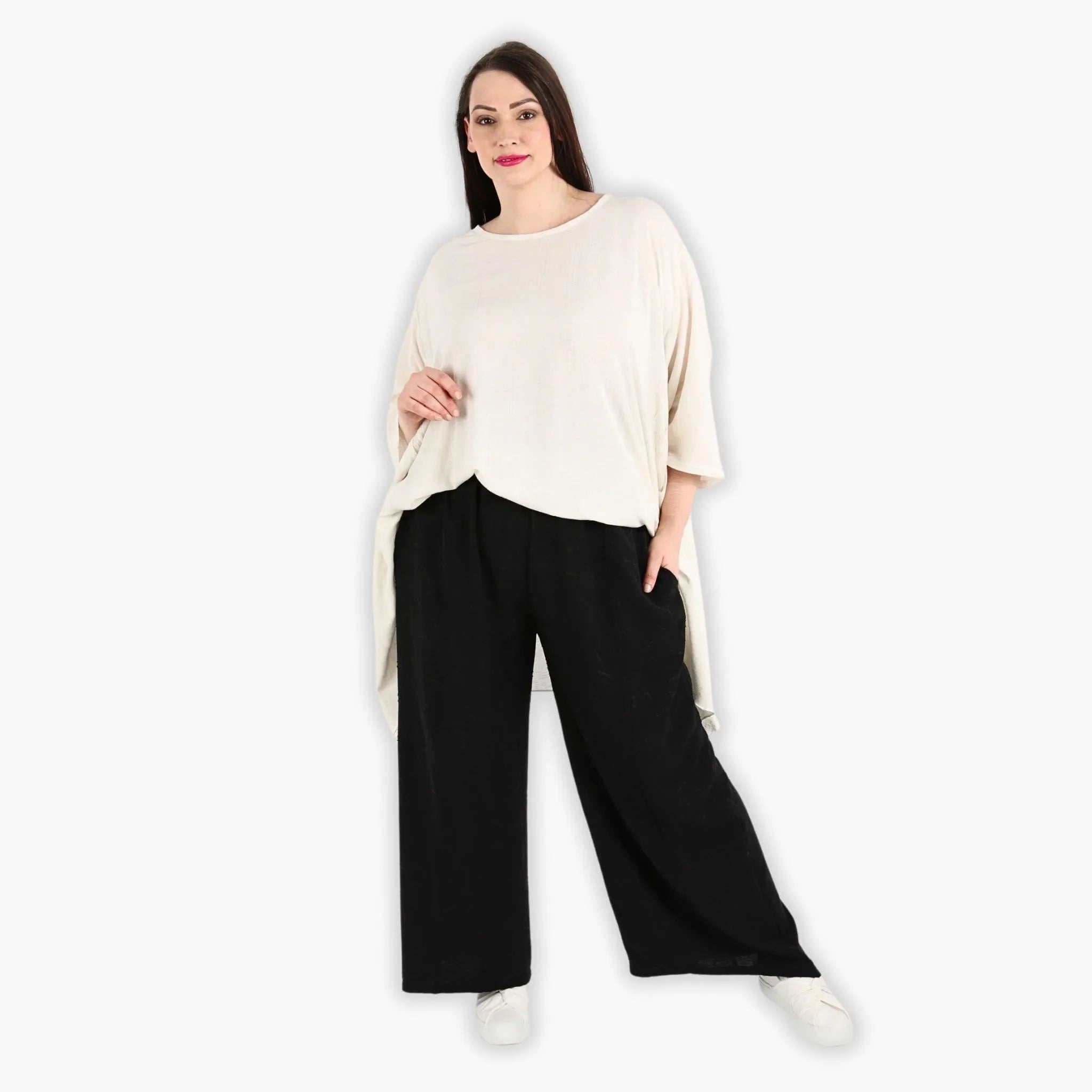  AKH Fashion Hose in gerader Form, aus Materialmix, 1303.06927, Schwarz, Streifen, Schick