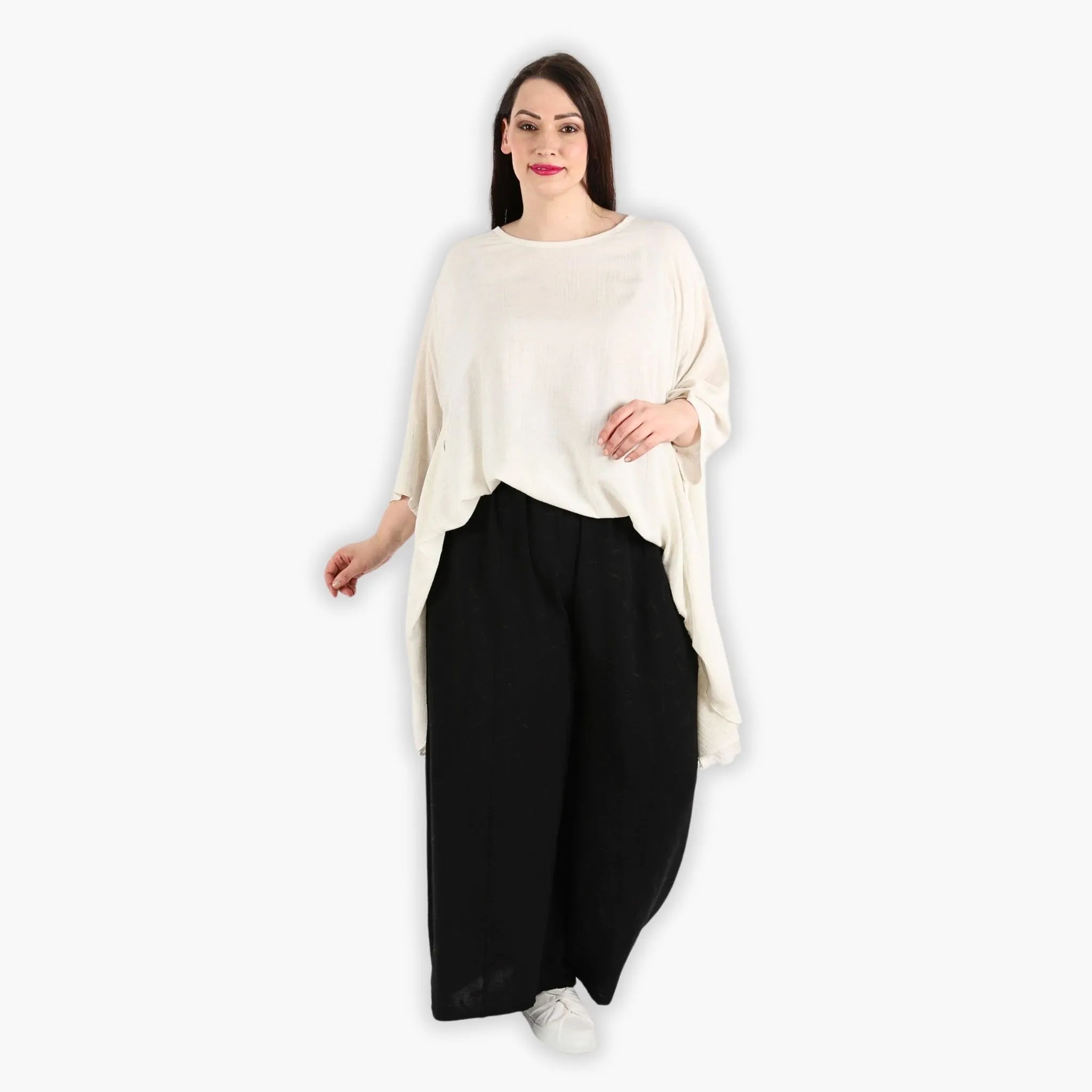  AKH Fashion Hose in gerader Form, aus Materialmix, 1303.06927, Schwarz, Streifen, Schick