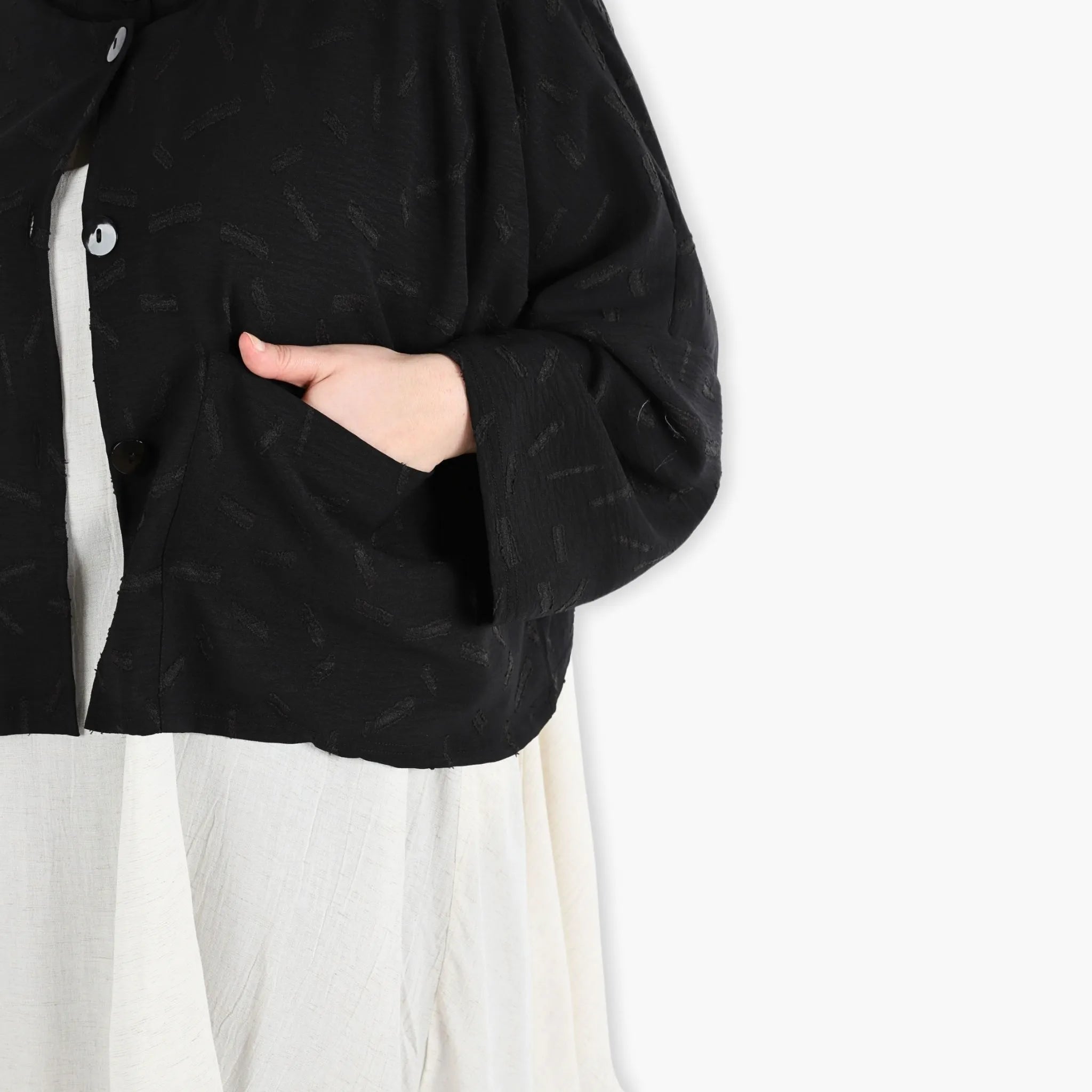  AKH Fashion Jacke in gerader Form, aus Materialmix, 1303.06992, Schwarz, Streifen, Schick