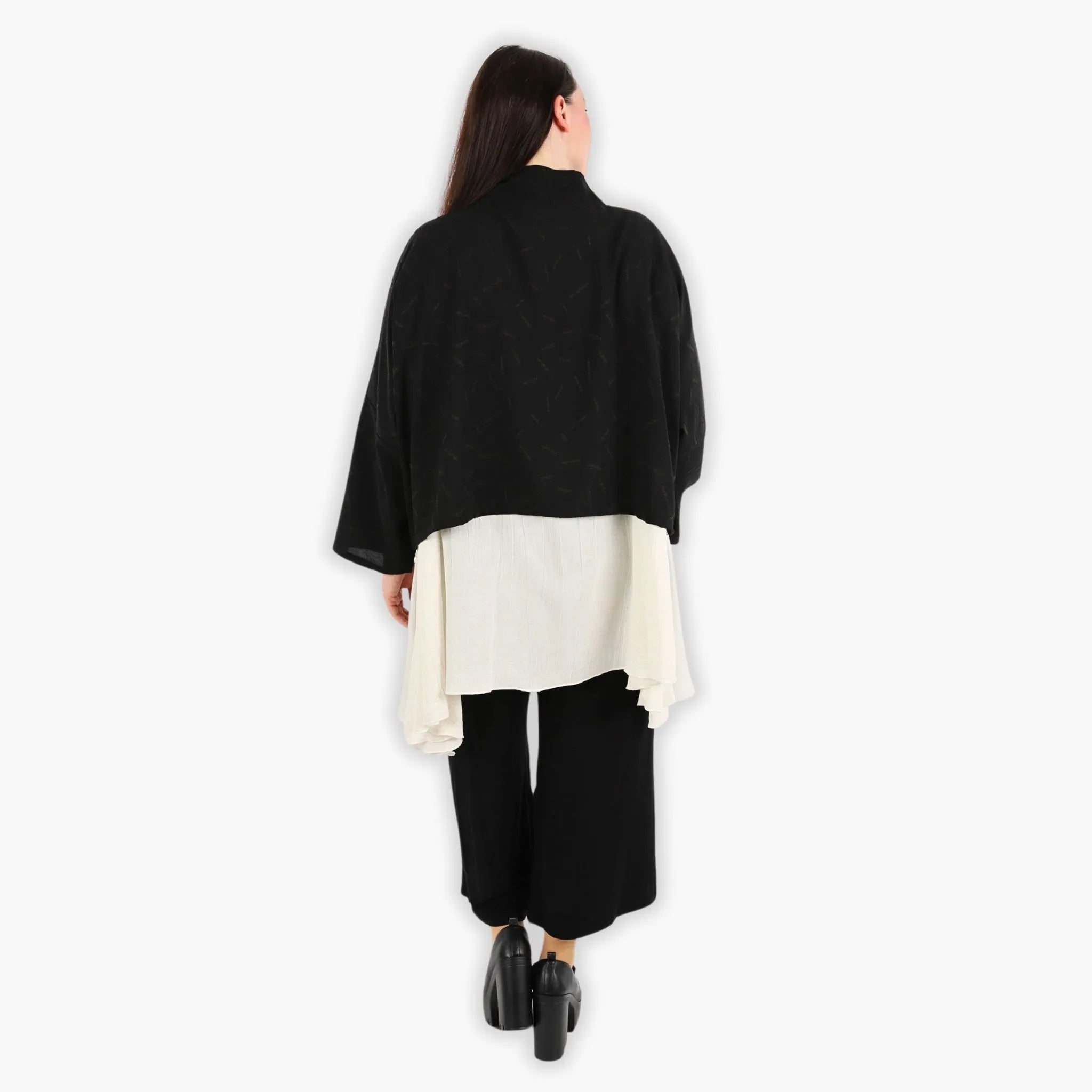 AKH Fashion Jacke in gerader Form, aus Materialmix, 1303.06992, Schwarz, Streifen, Schick