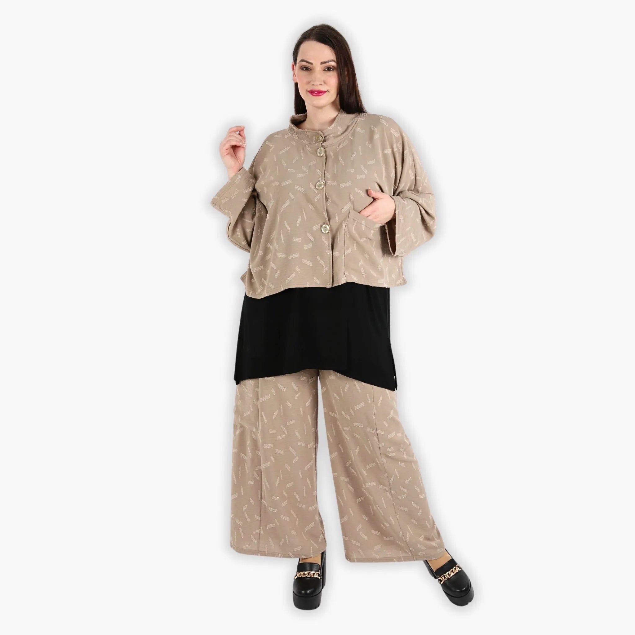 Jacke von AKH Fashion aus Materialmix in gerader Form, ausgefallene Lagenlook Mode