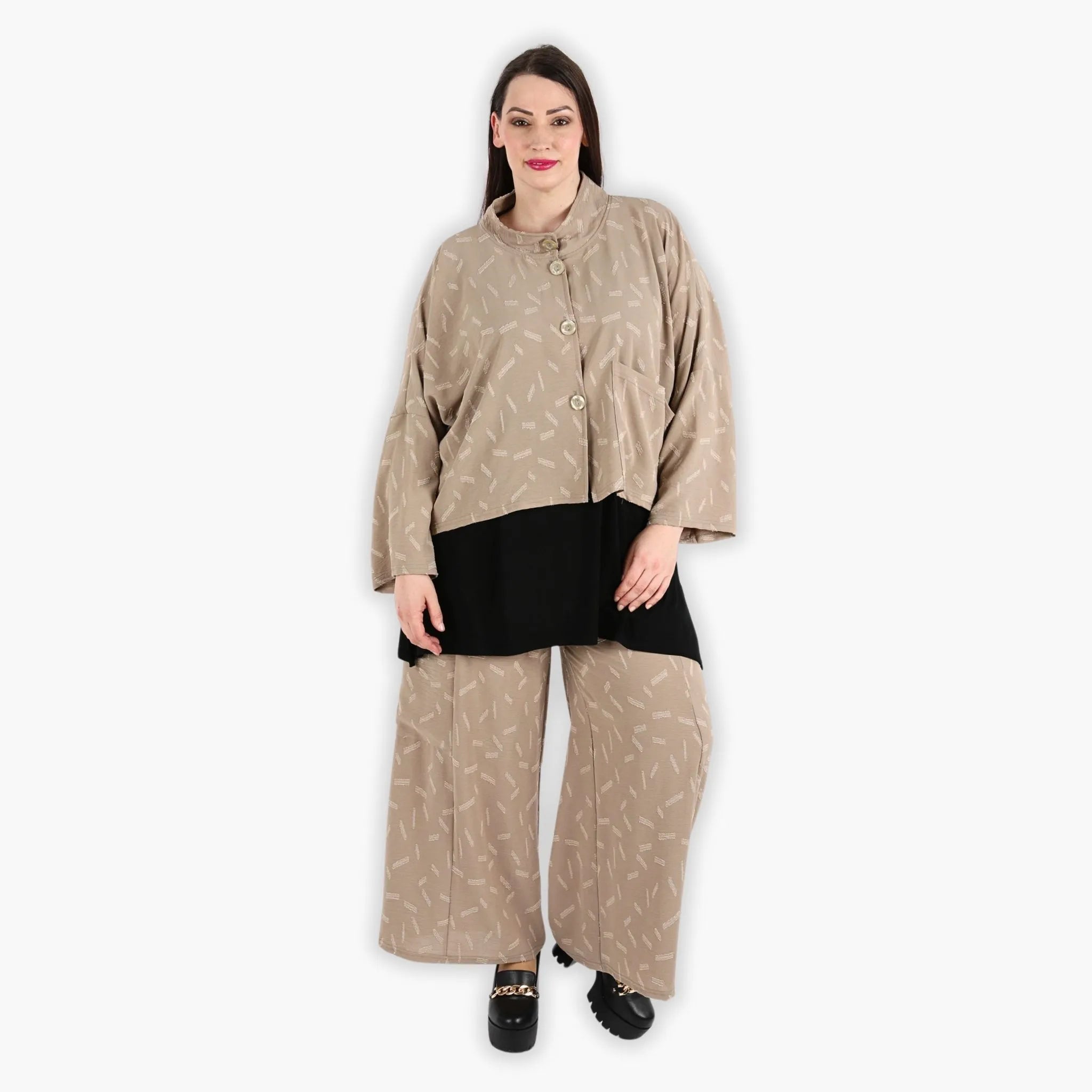 Jacke von AKH Fashion aus Materialmix in gerader Form, ausgefallene Lagenlook Mode
