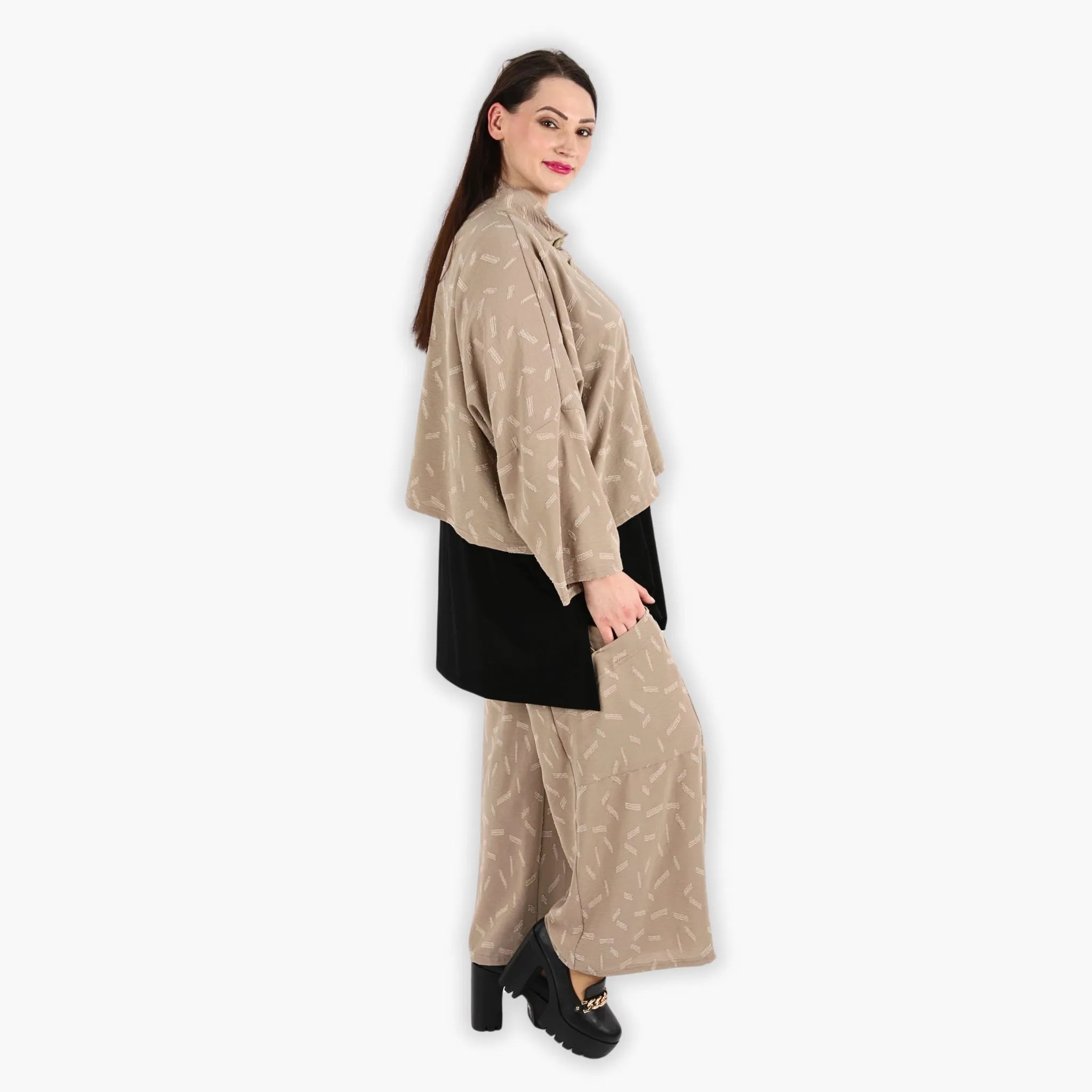 Jacke von AKH Fashion aus Materialmix in gerader Form, ausgefallene Lagenlook Mode
