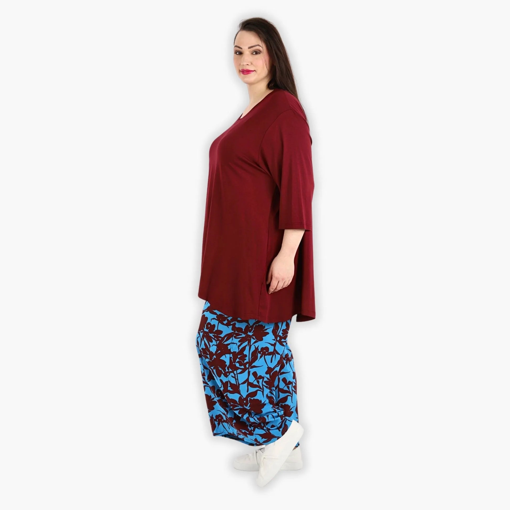  Hose von AKH Fashion aus Viskose in gerader Form, 1304.06927, Maroon-Blau, Schick, Modern