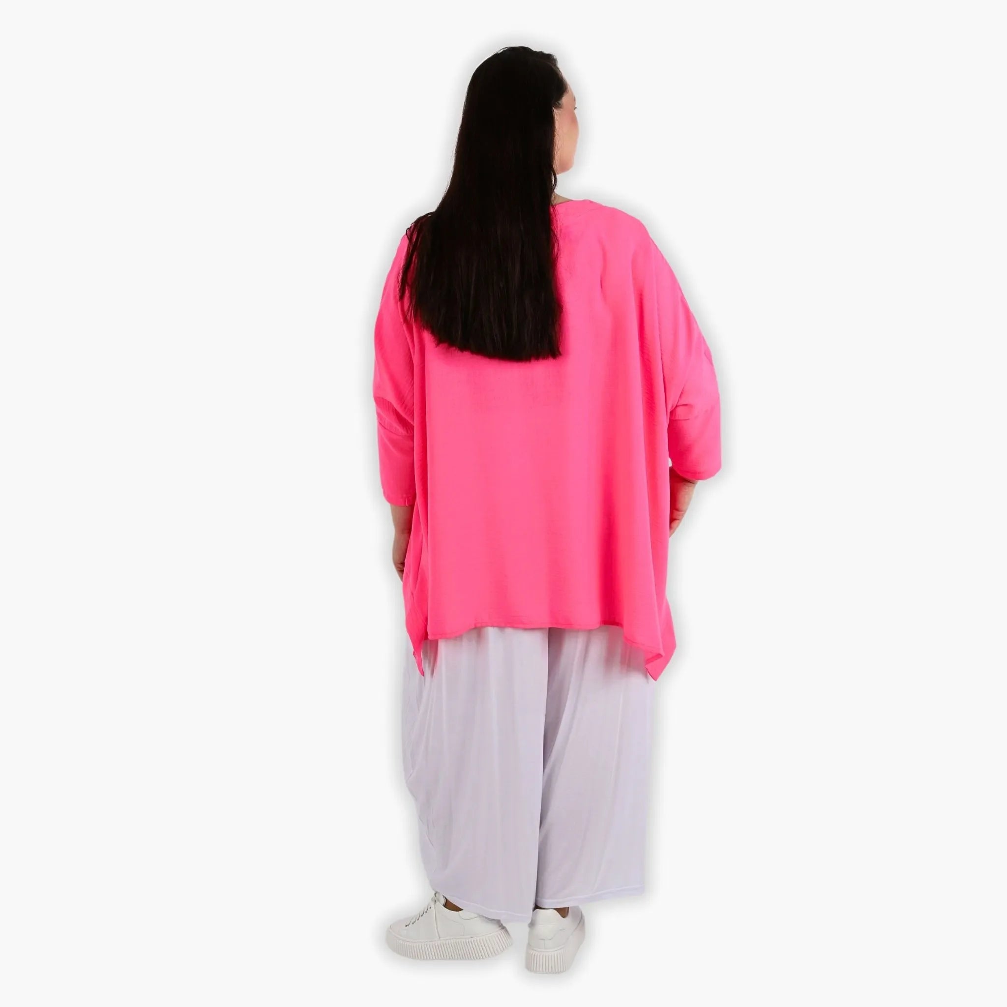  A-Form Bigshirt von AKH Fashion aus Viskose, 1305.02413, Fuchsia, Schick, Modern, Bequem