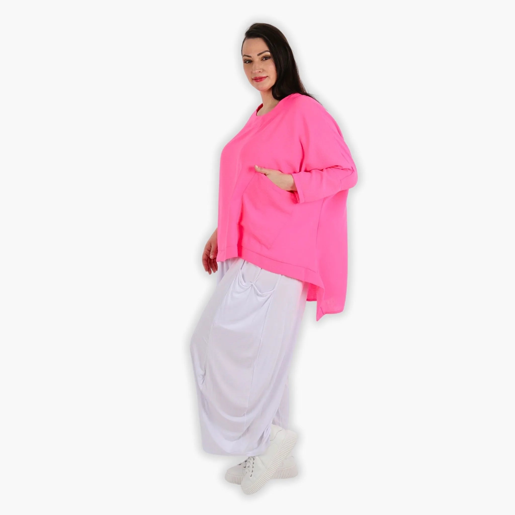  A-Form Bigshirt von AKH Fashion aus Viskose, 1305.02413, Fuchsia, Schick, Modern, Bequem