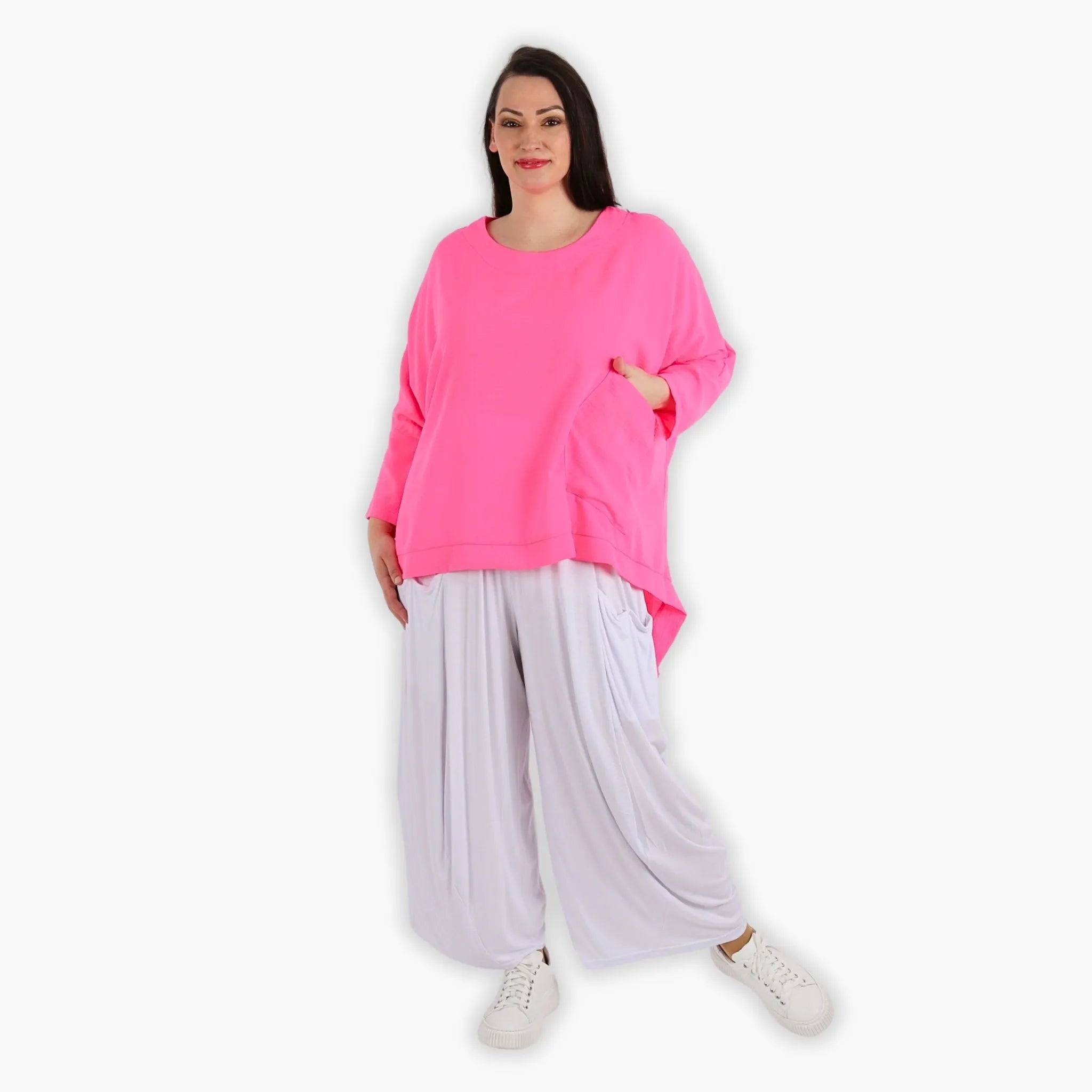  A-Form Bigshirt von AKH Fashion aus Viskose, 1305.02413, Fuchsia, Schick, Modern, Bequem