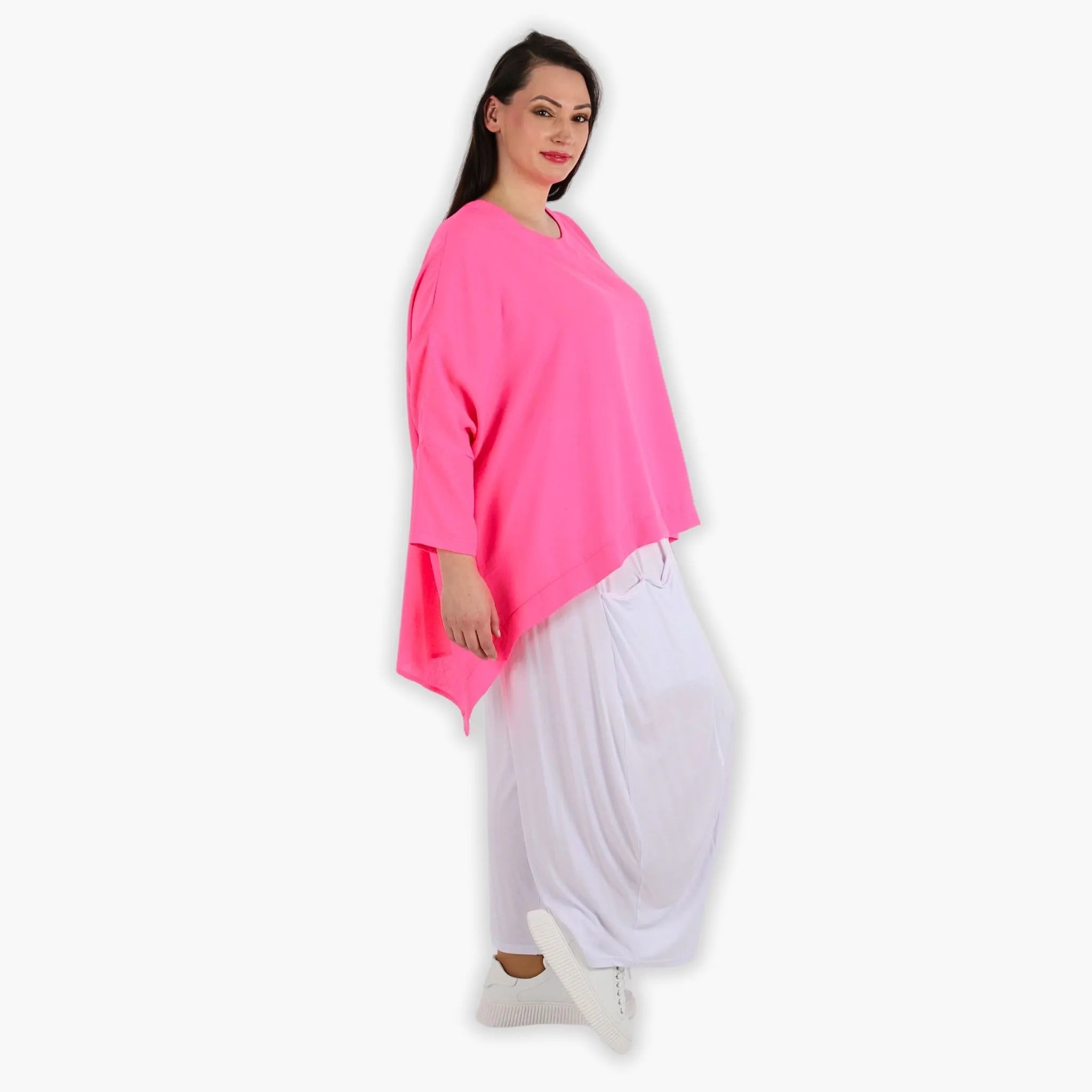  A-Form Bigshirt von AKH Fashion aus Viskose, 1305.02413, Fuchsia, Schick, Modern, Bequem