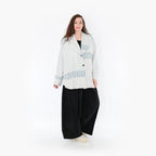  AKH Fashion Jacke in gerundeter Form, aus Viskose, 1377.00140, Blau-Ecru, Gerippt, Schick