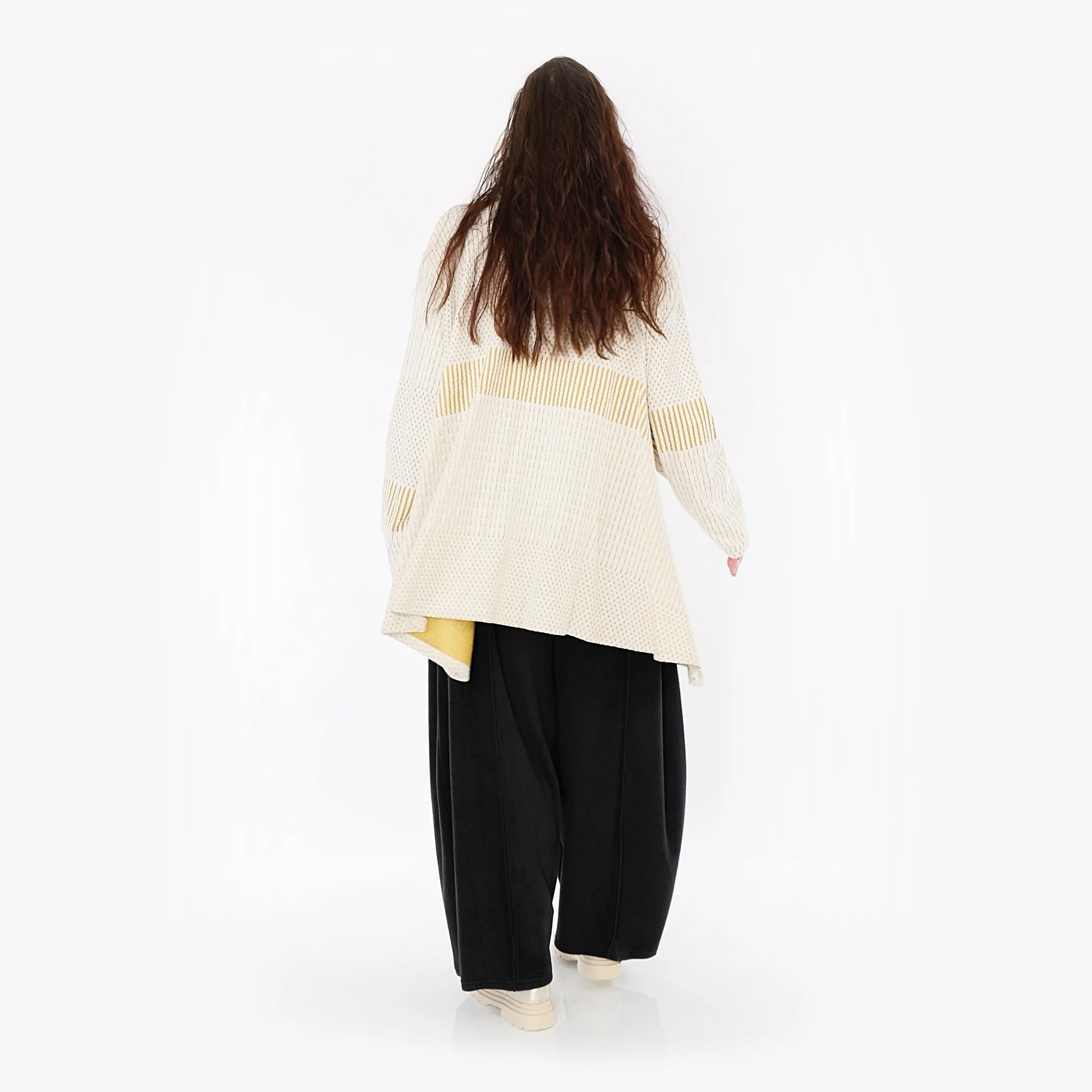  A-Form Bigshirt von AKH Fashion aus Viskose, 1377.0593R, Senf-Ecru, Gerippt, Schick, Modern