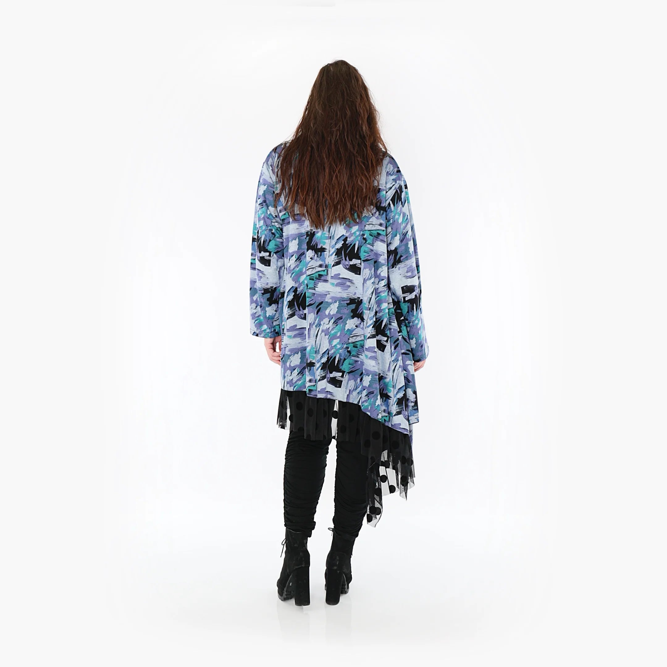  AKH Fashion Kleid in asymmetrischer Form, aus Viskose, 1381.06875, Petrol, Grafik, Schick