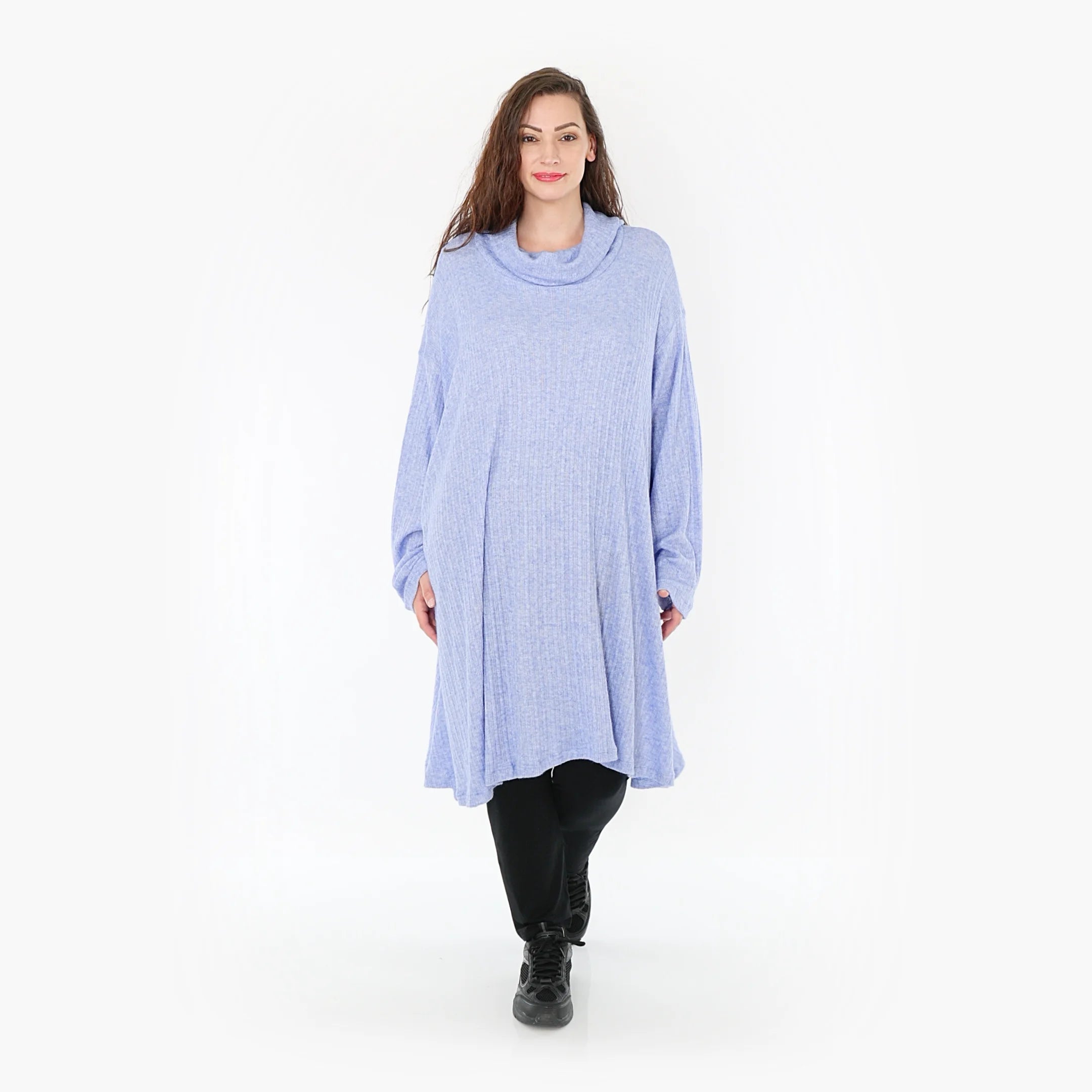  A-Form Bigshirt von AKH Fashion aus Polyurethan, 1384.02666, Blau, Gerippt, Schick, Modern