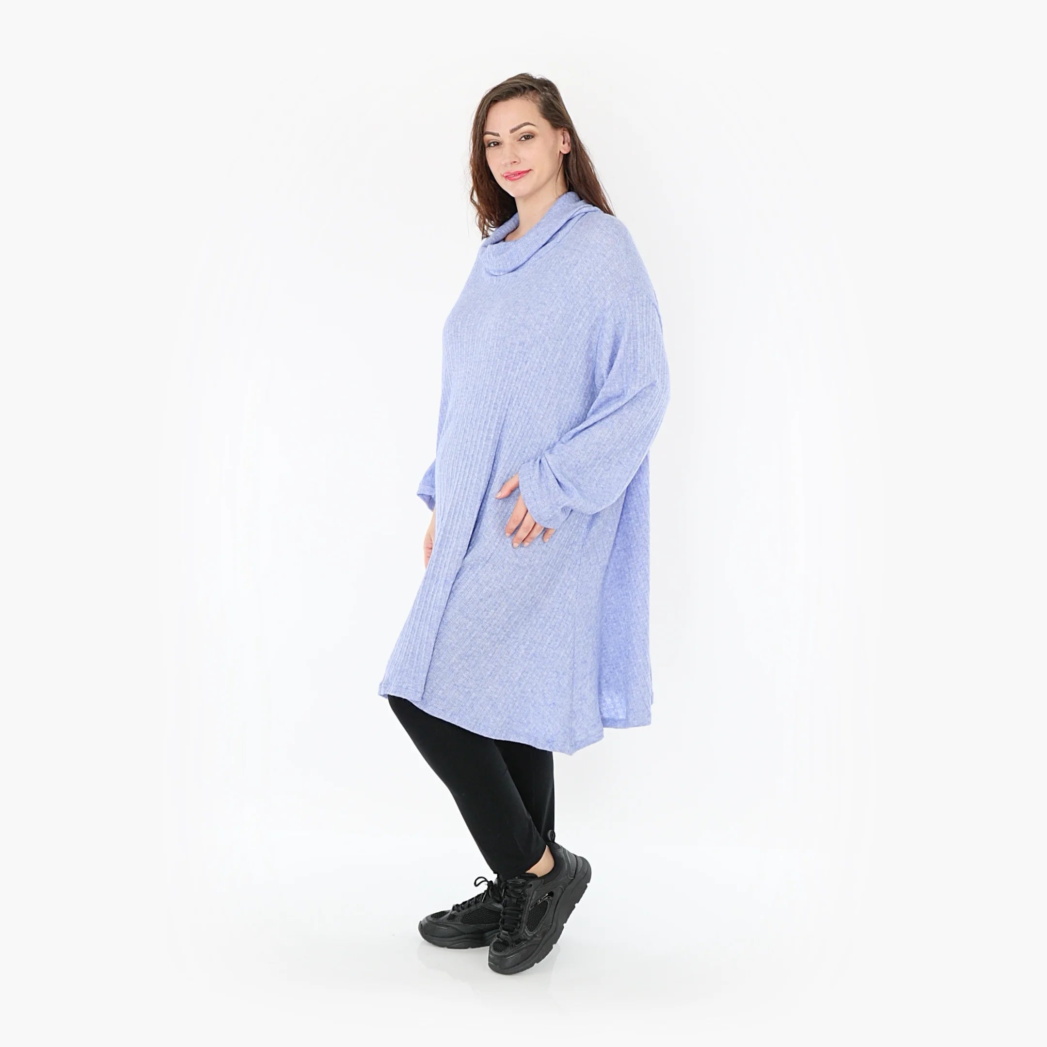  A-Form Bigshirt von AKH Fashion aus Polyurethan, 1384.02666, Blau, Gerippt, Schick, Modern