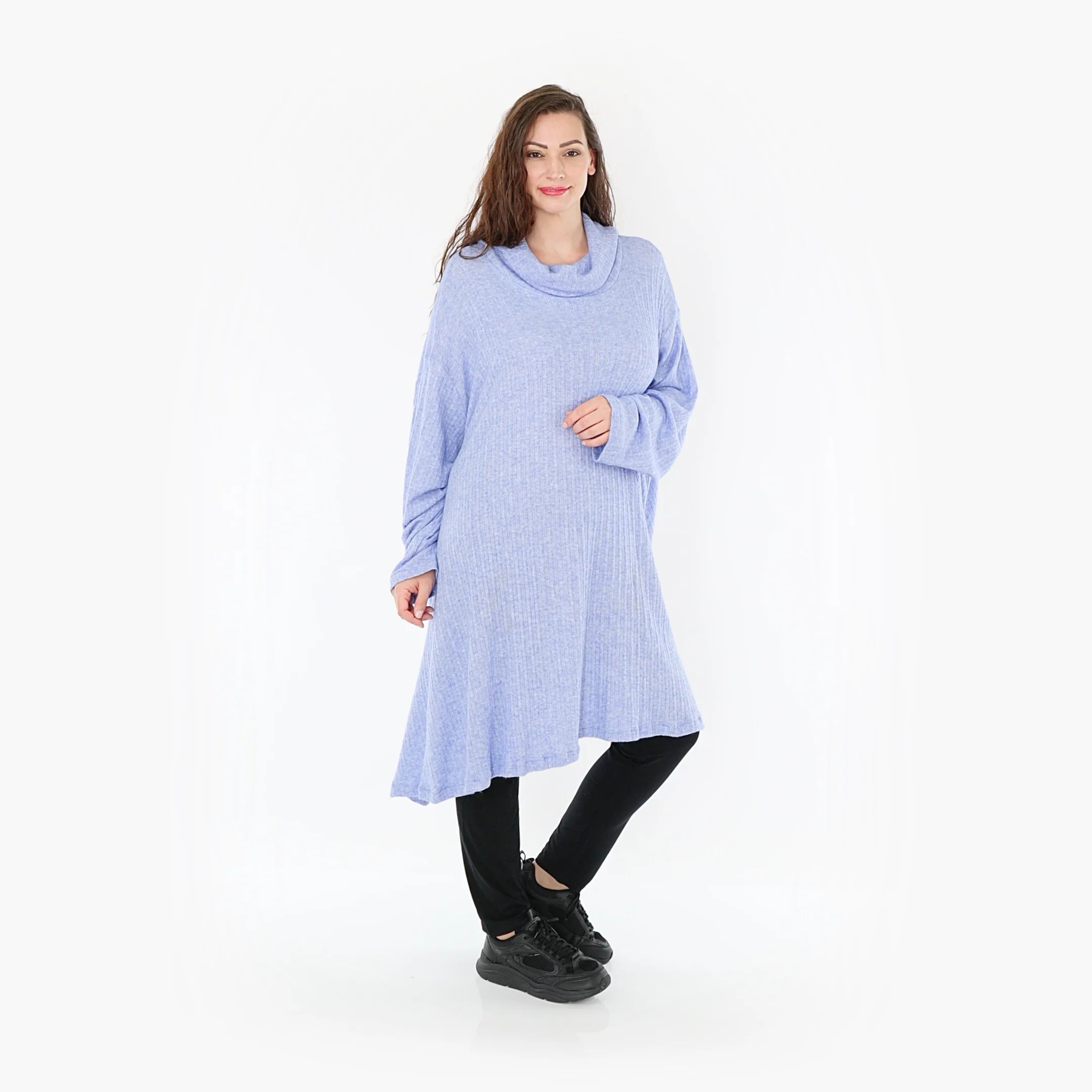  A-Form Bigshirt von AKH Fashion aus Polyurethan, 1384.02666, Blau, Gerippt, Schick, Modern