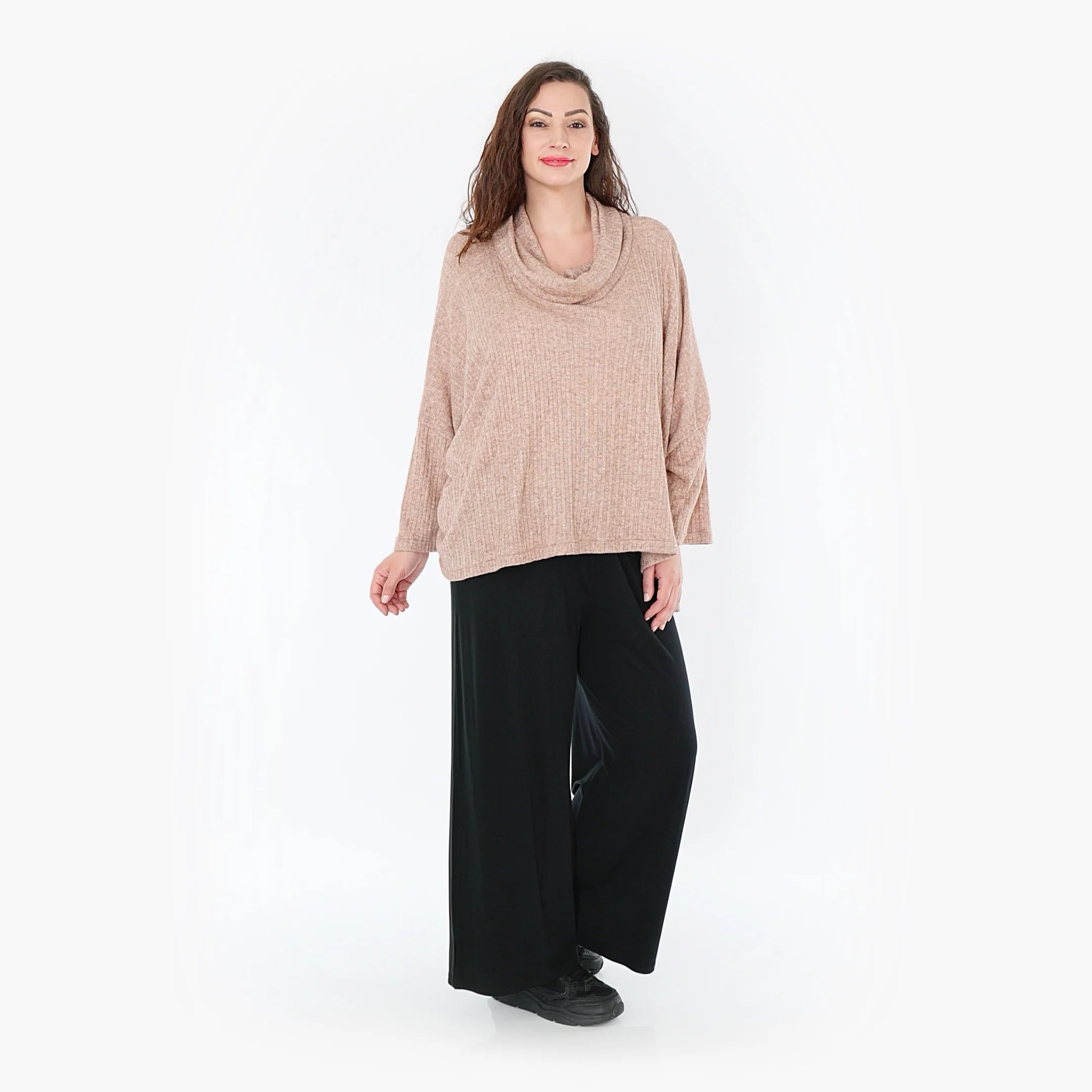  AKH Fashion Bigshirt in kastiger Form, aus Polyurethan, 1384.03019, Taupe, Gerippt, Schick