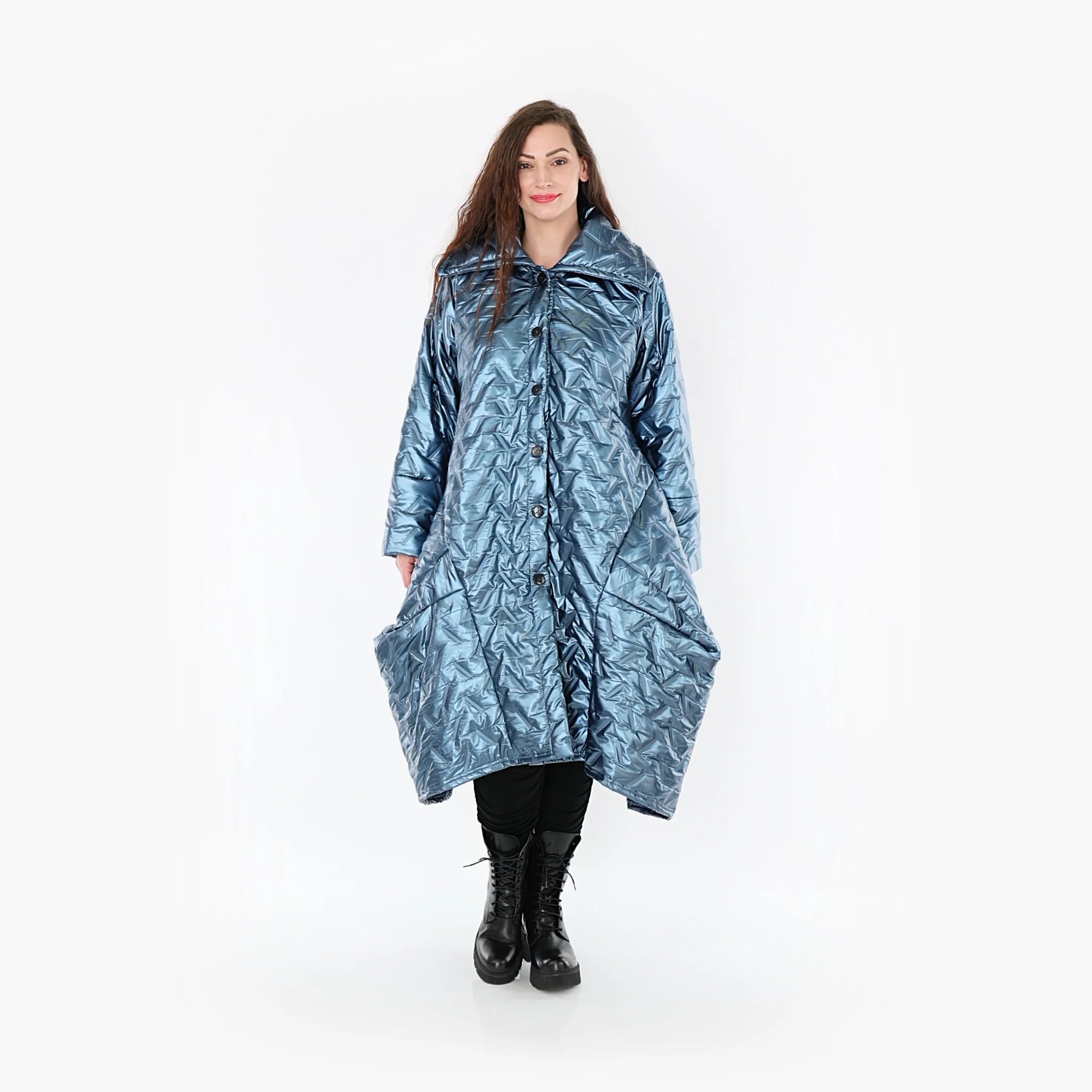  Ballonmantel von AKH Fashion aus Polyester, 1387.03023, Eisblau, Grafik, Schick, Modern