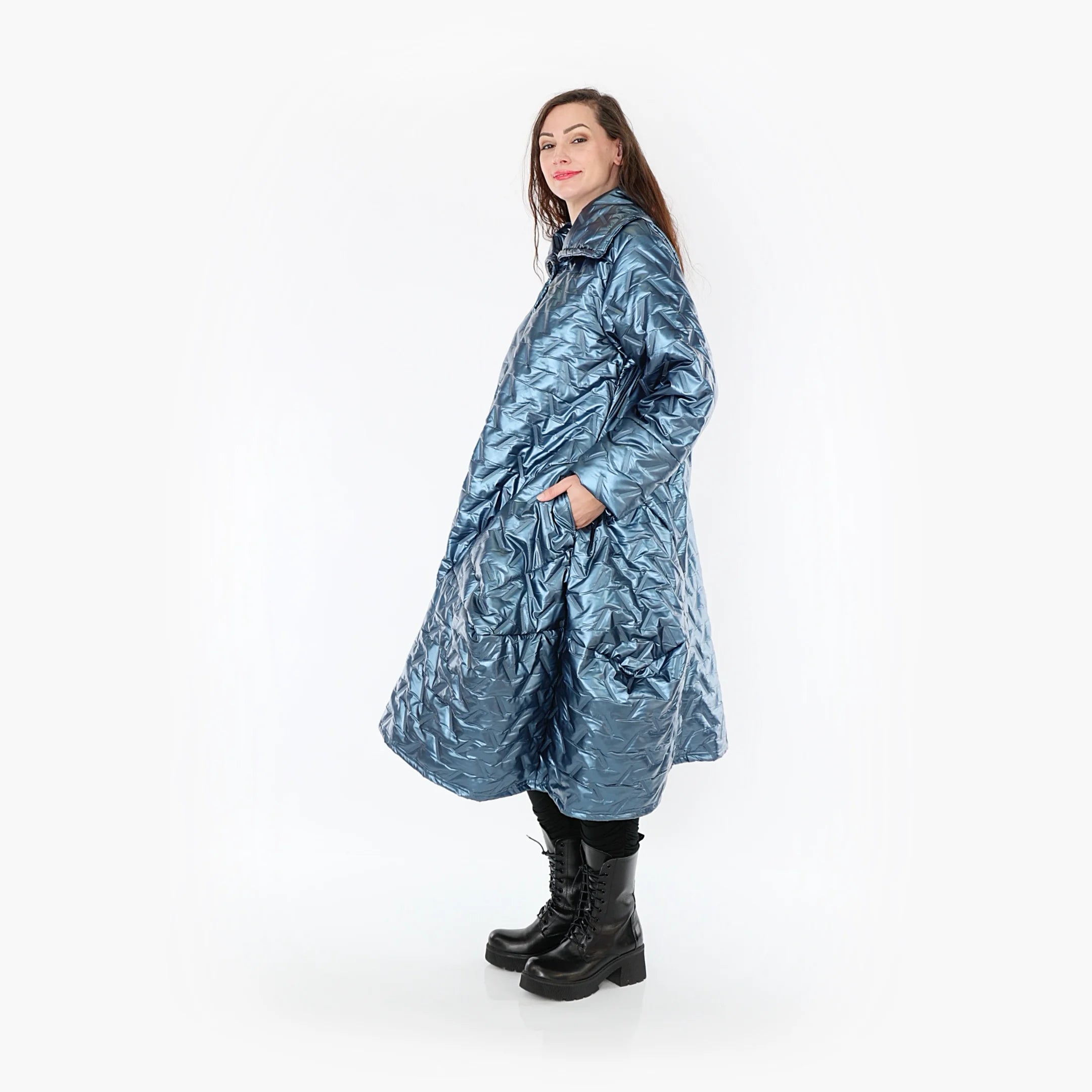  Ballonmantel von AKH Fashion aus Polyester, 1387.03023, Eisblau, Grafik, Schick, Modern