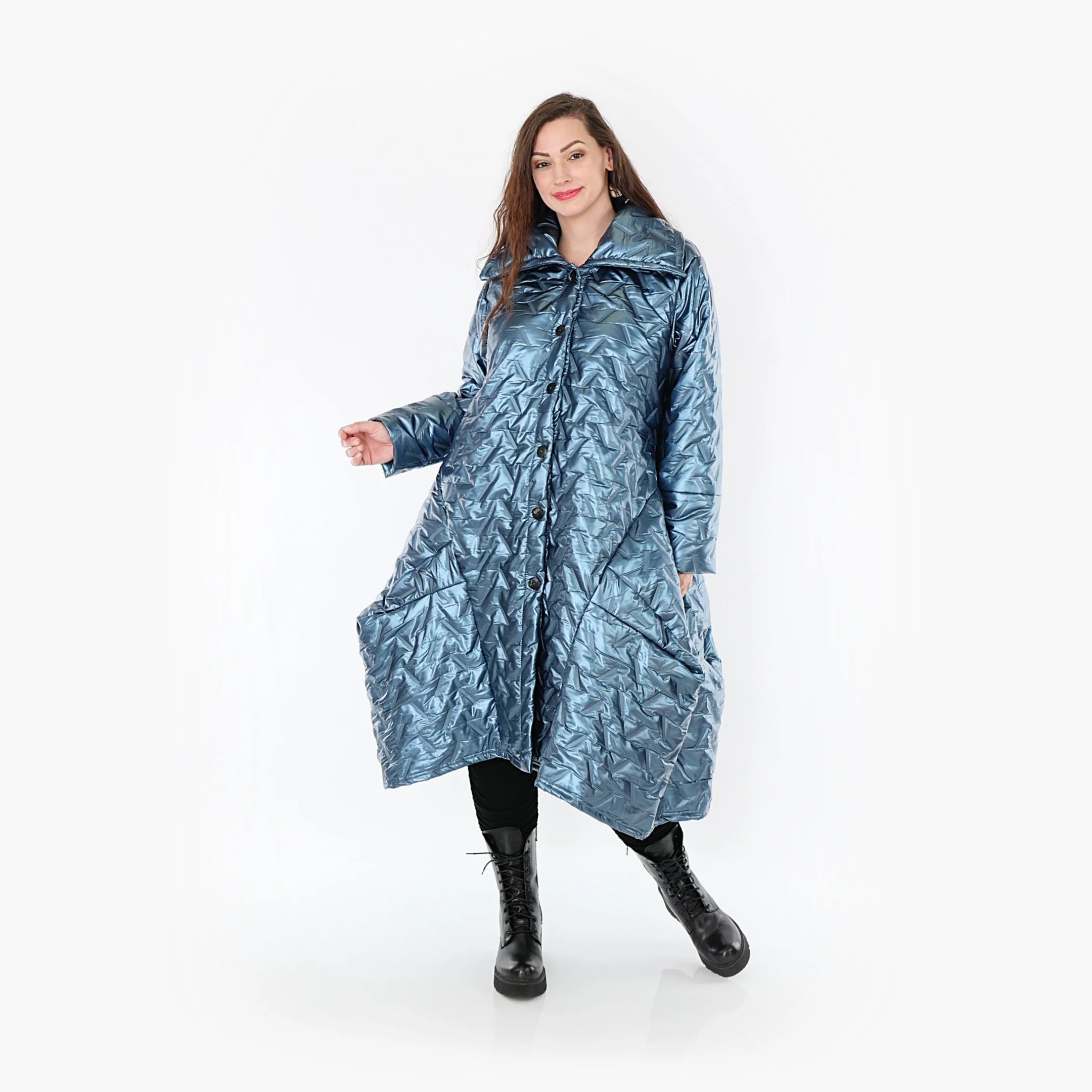  Ballonmantel von AKH Fashion aus Polyester, 1387.03023, Eisblau, Grafik, Schick, Modern