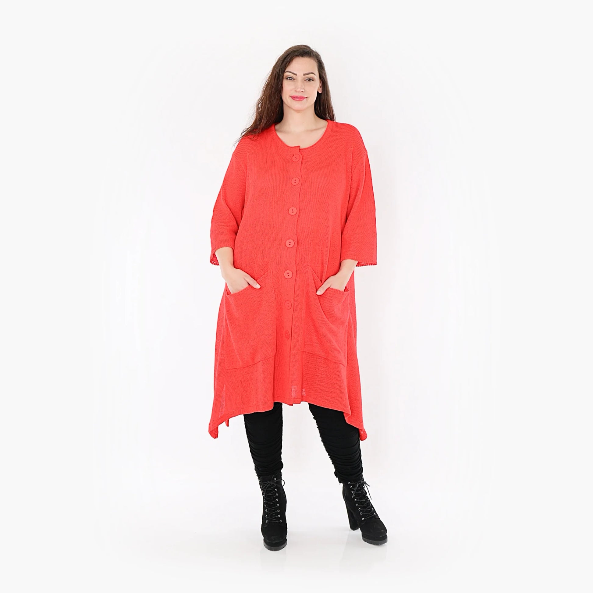  Oversize Strickmantel aus hochwertiger Baumwolle mit lässigem A-Form Schnitt und Taschen