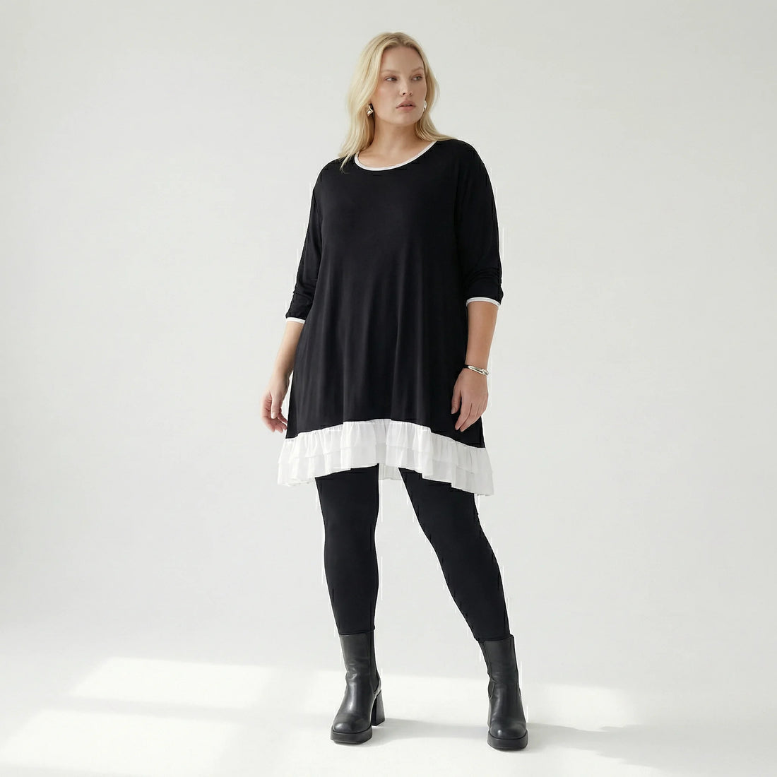  A-Form Shirt von AKH Fashion aus Viskose, 1416.06916, Schwarz/Weiß, Schick, Modern, Bequem